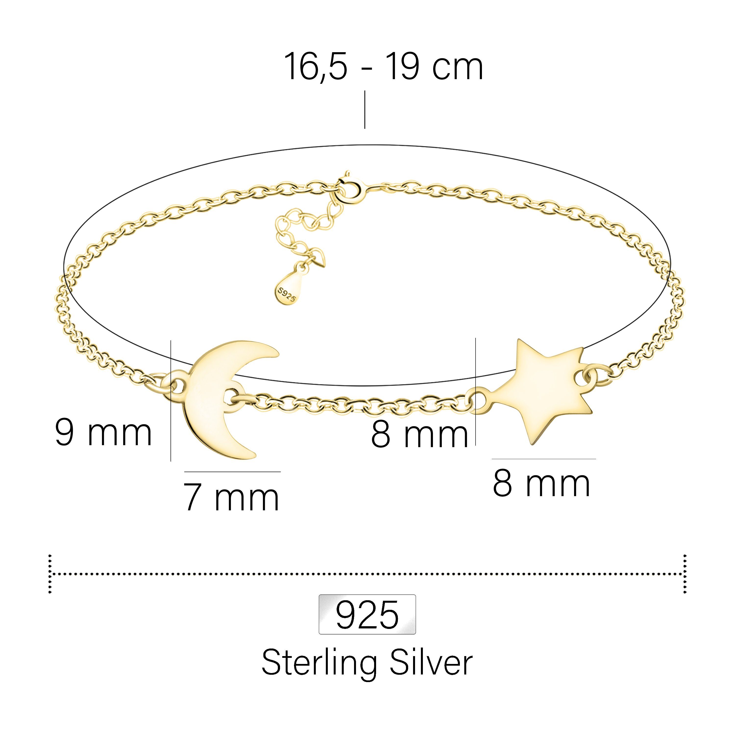 Mond Damen Schmuck Milani Stern Armband 925 (Armband), gold Silber Sofia