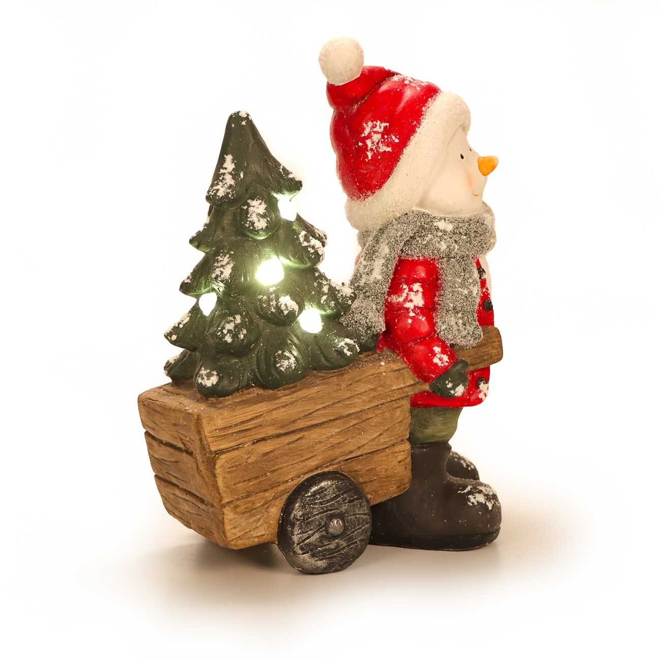 Bubble-Store Weihnachtsfigur mit rot Handwagen), Beleuchtung Schneemann mit Weihnachtsfigur (Schneemann