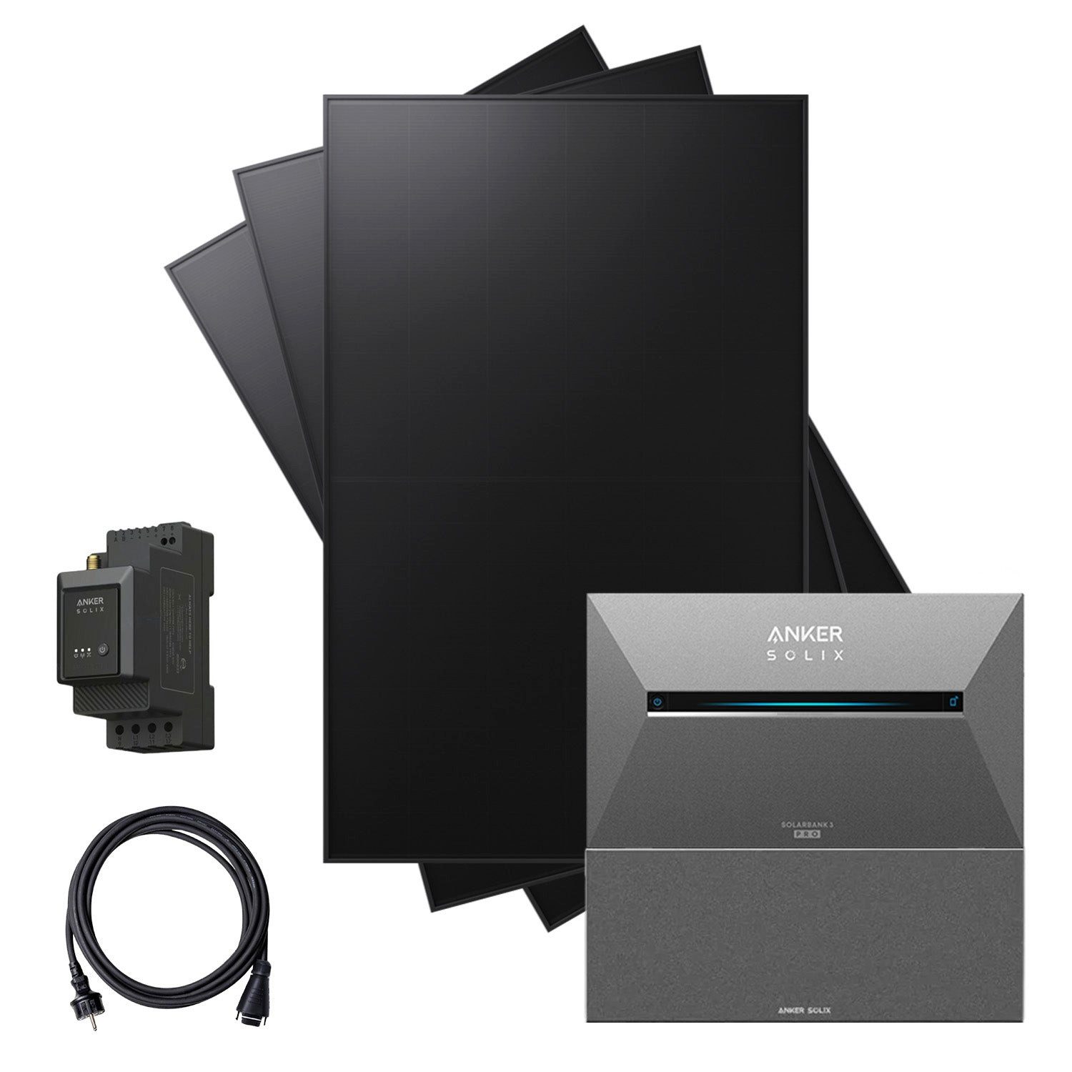 Kleines Kraftwerk Balkonkraftwerk, 1440 W, Monokristallin, (Wand), 3 x 480W, Anker Solarbank 3 Pro