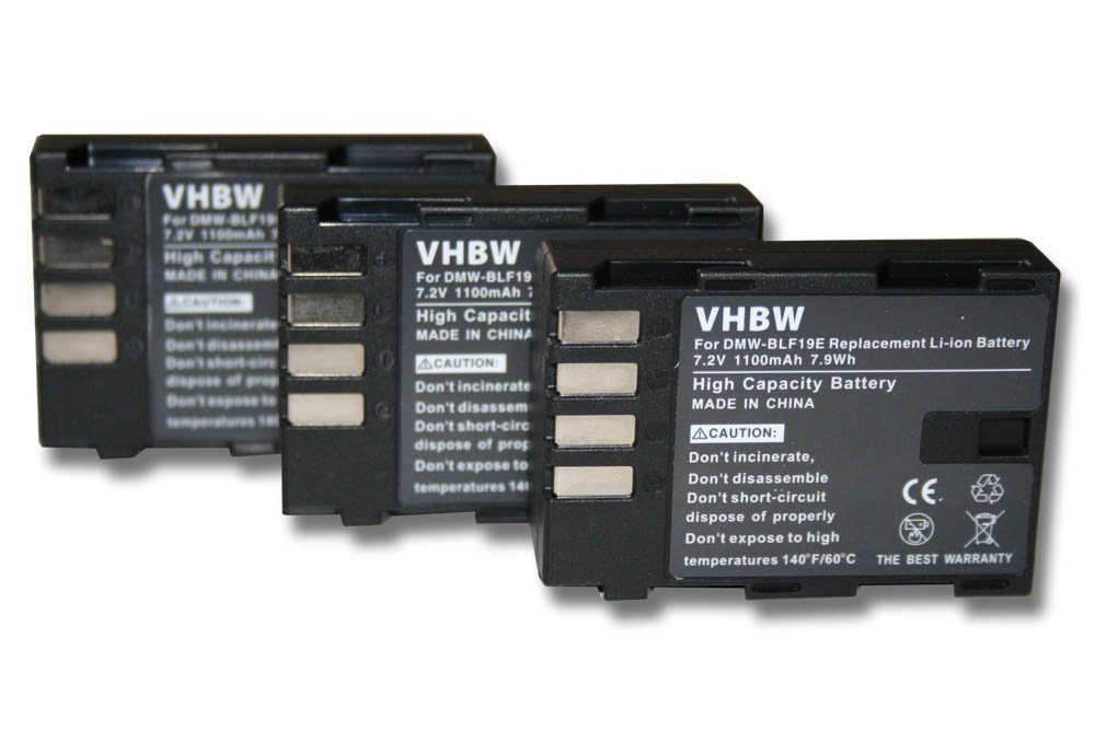 vhbw passend für Panasonic DMC-GH3H, mAh Lumix DMC-GH3HGK, DMC-GH4R, DMC-GH4, 1100 Kamera-Akku