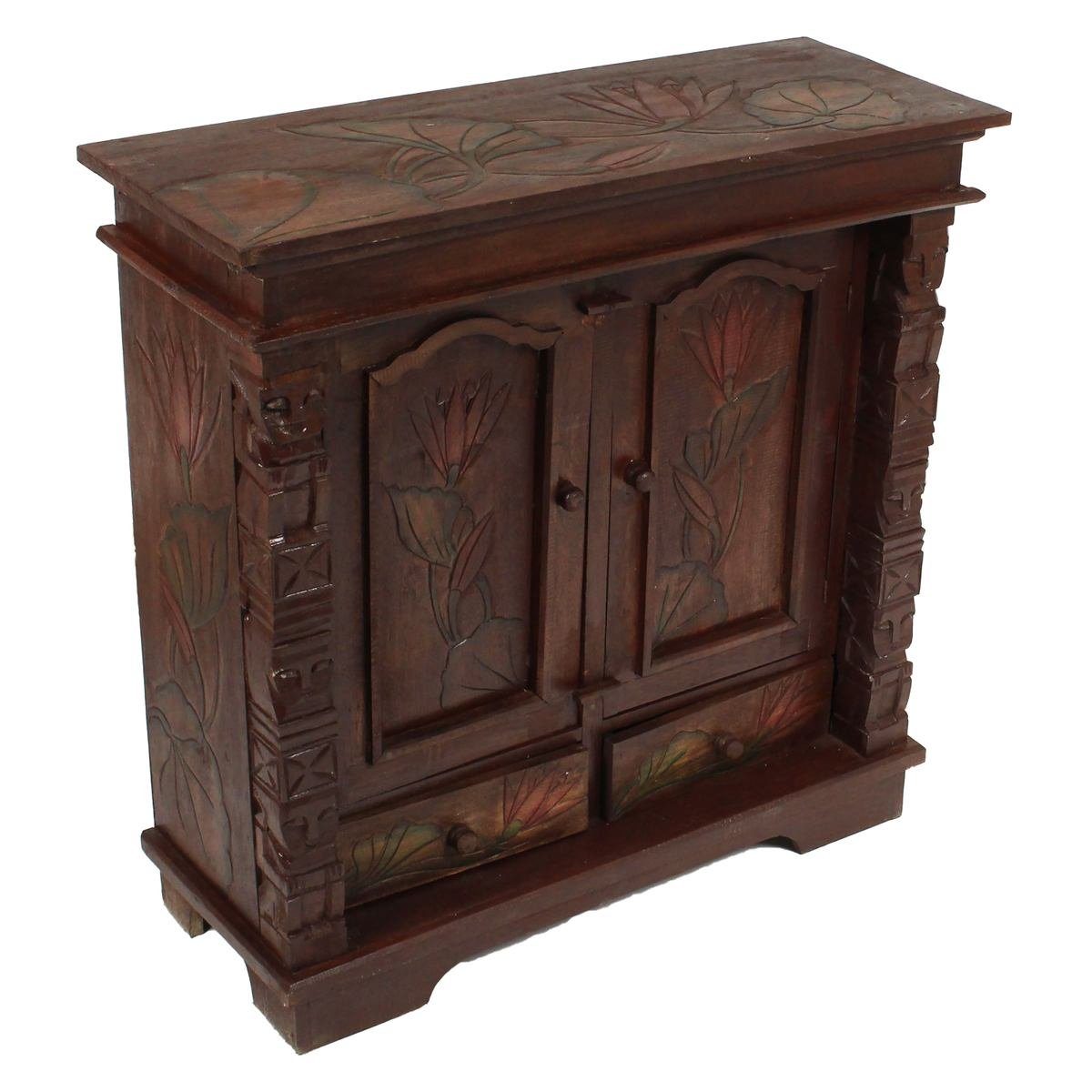 Oriental Galerie Mehrzweckschrank Schrank 80 x 80cm Lotus Braun Color (1-St günstig online kaufen