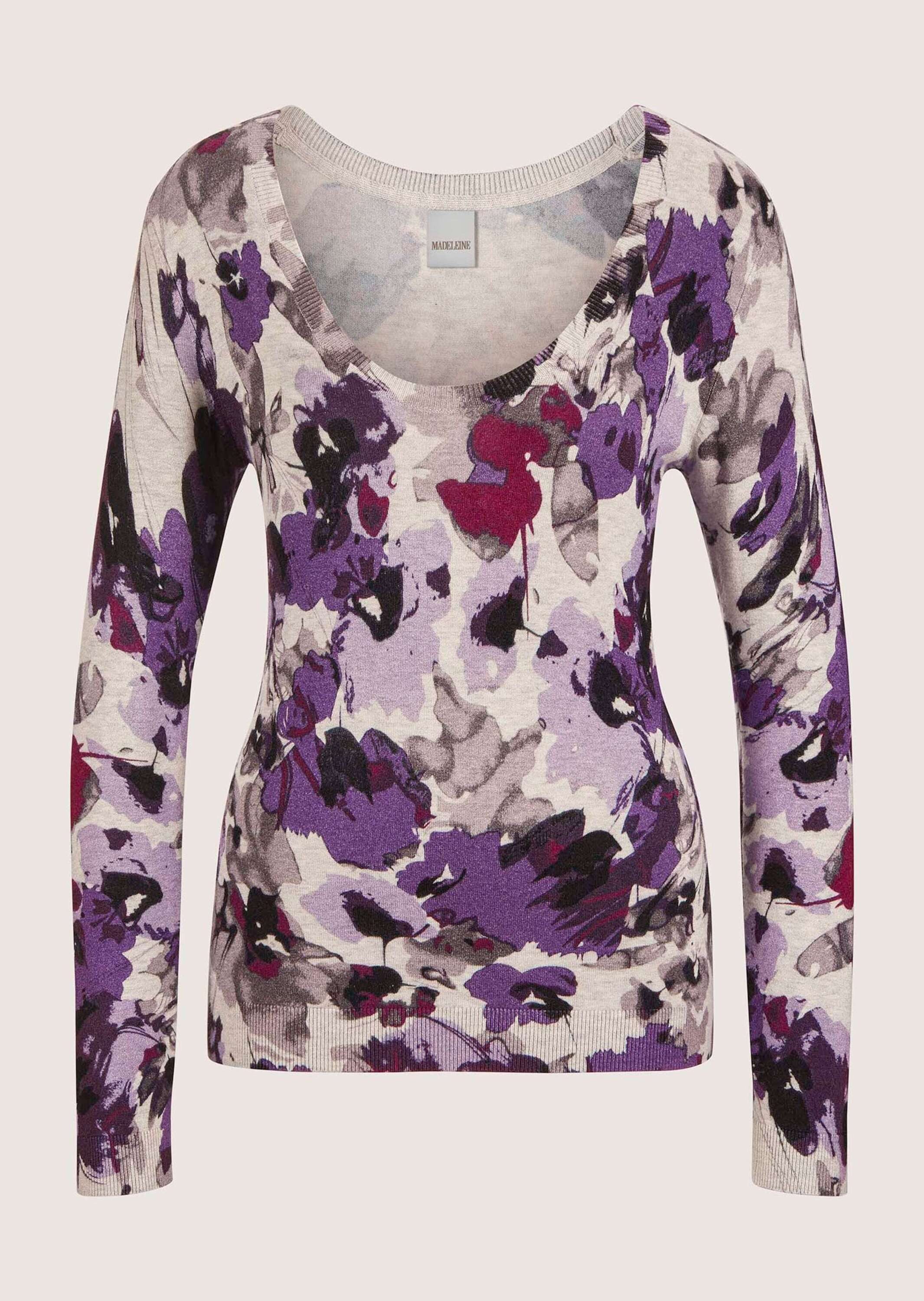 Strickpullover Feinstrick-Pullover mit Unikat-Print