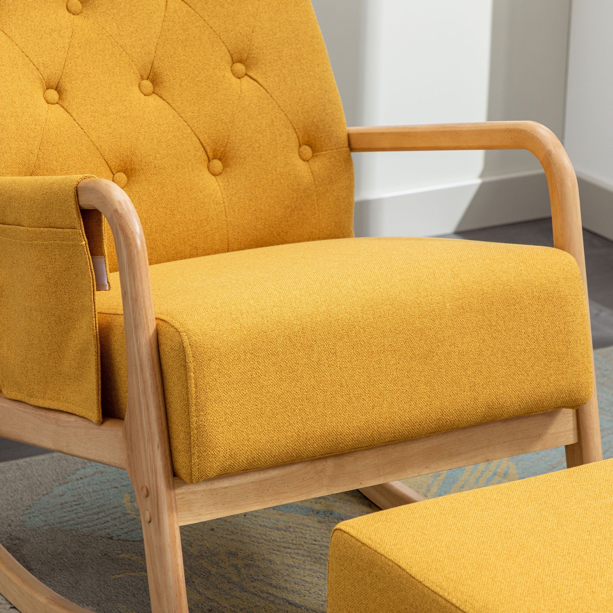 Gelb gepolstert Rückenlehne mane Einzelstuhl Schaukelstuhl Odikalo Lounge-Sessel mehrfarbig