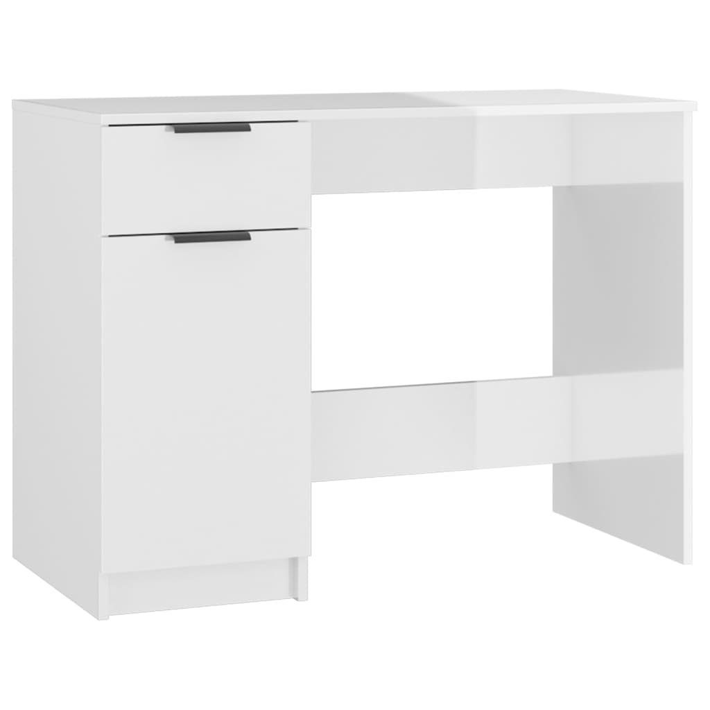 vidaXL Schreibtisch | Hochglanz-Weiß cm Schreibtisch 100x50x75 Hochglanz-Weiß Holzwerkstoff Hochglanz-Weiß