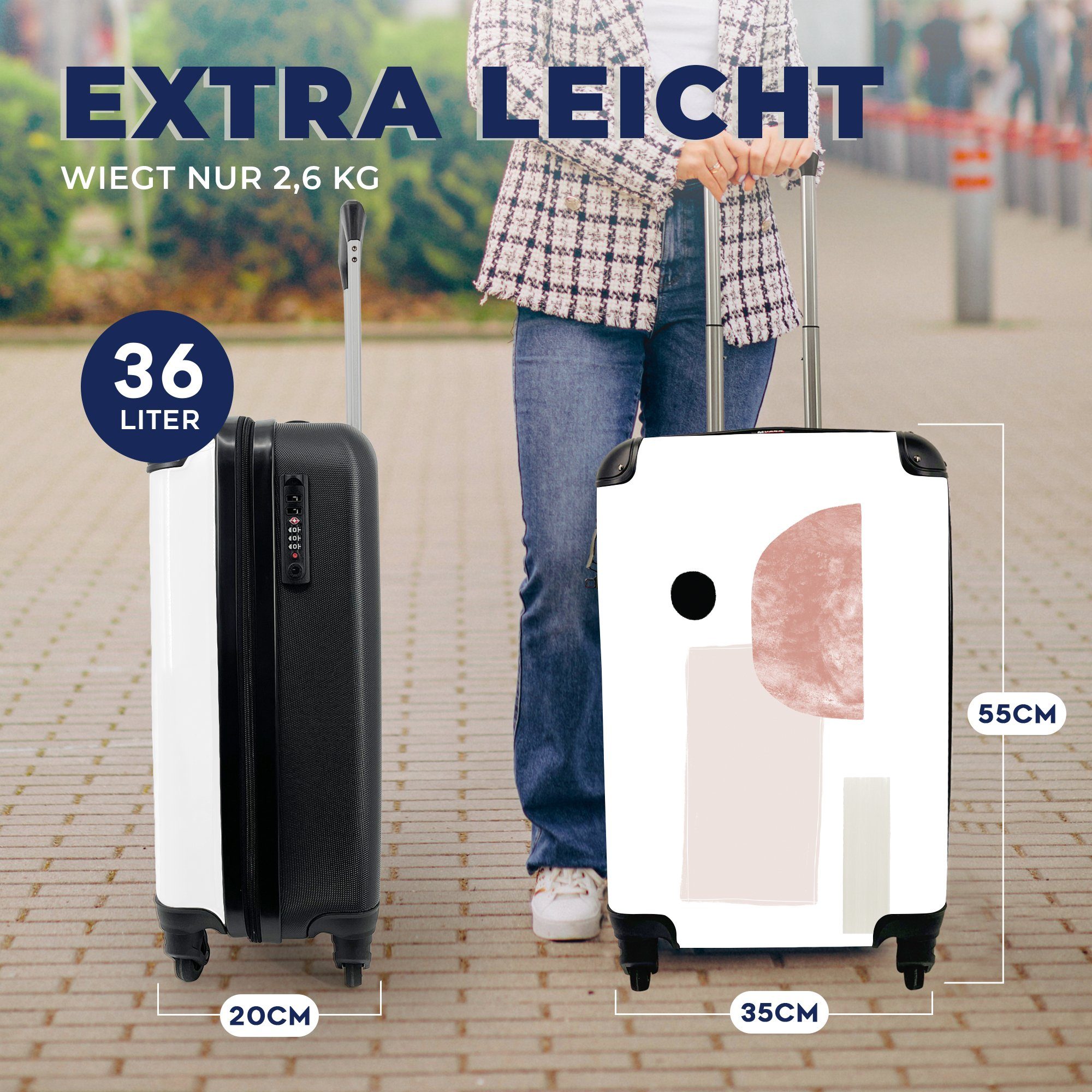MuchoWow Handgepäckkoffer Reisetasche mit Handgepäck Design, Abstrakt Trolley, Pastell - Rollen, 4 für Reisekoffer rollen, Ferien, 