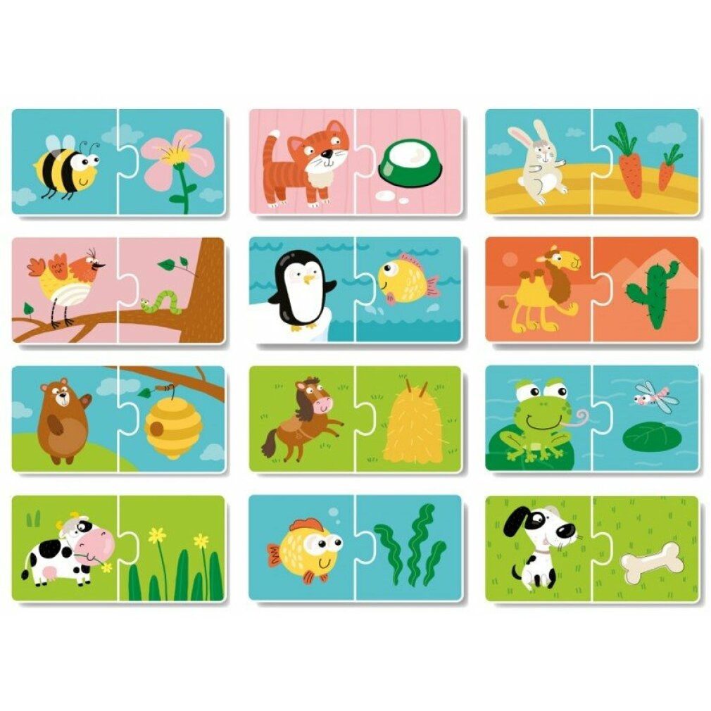 dodo Puzzle DODO-Rätsel Was essen die Tiere? 12x2 Stück, Puzzleteile