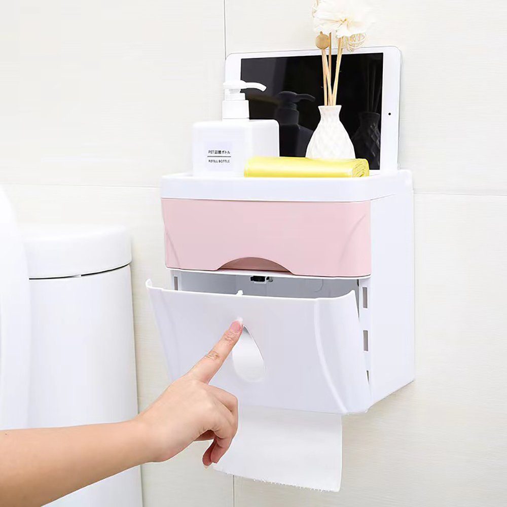 L.Ru UG Papiertuchspender Wasserdichte wandmontierte Toilettenpapierbox mit spurloser Schublade, (1-tlg), Aufbewahrungsbox für Masken-Feuchttücher
