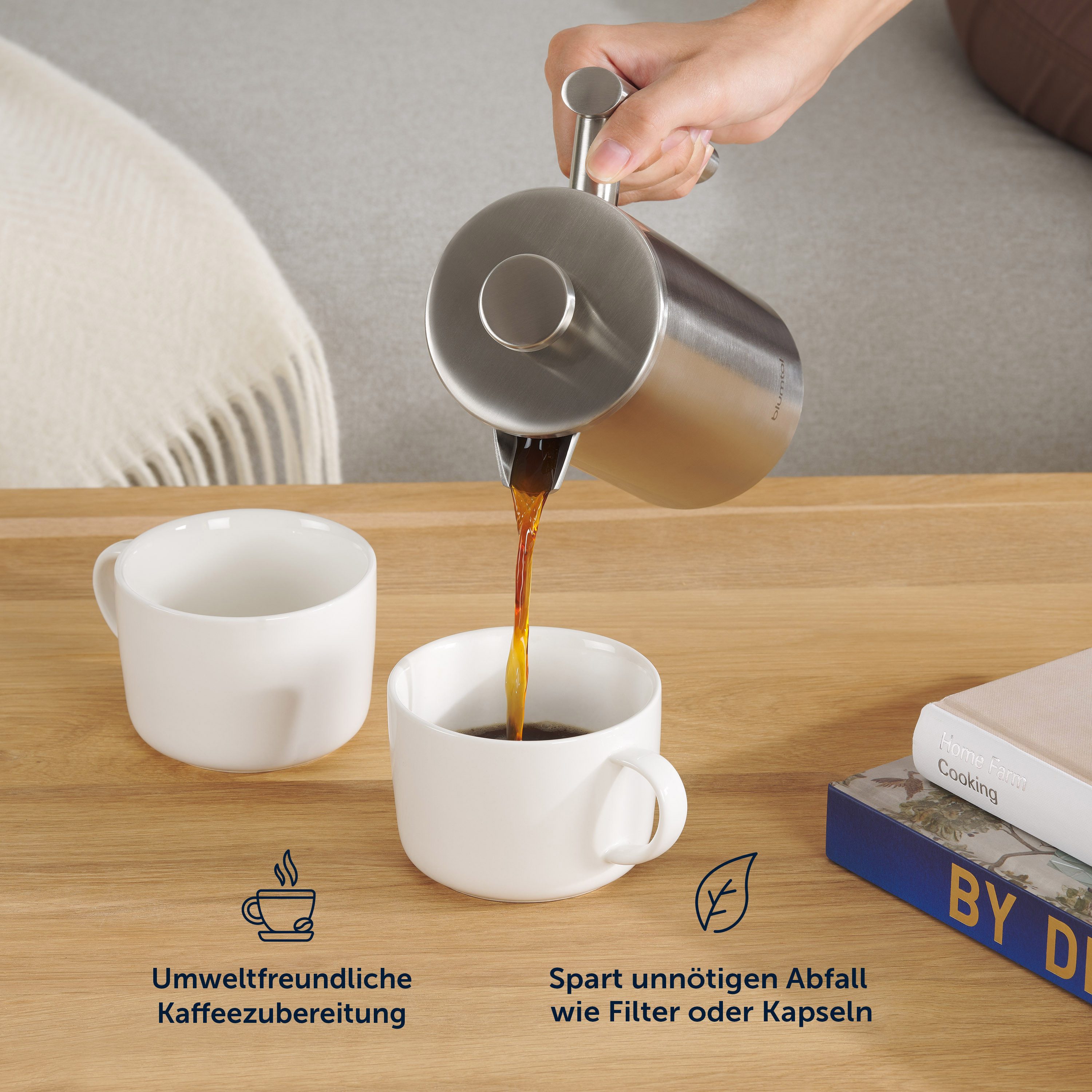 Blumtal French Press Kanne, 350l Kaffeekanne, Kaffeebereiter doppelwandig, in verschiedenen Größen verfügbar