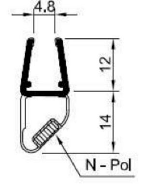 Kristhal Dusch- & Baddesign Duschdichtung Tür-Magnetdichtung 90° (1 Paar), für 6 und 8 mm universal, L: 200 cm, individuell kürzbar