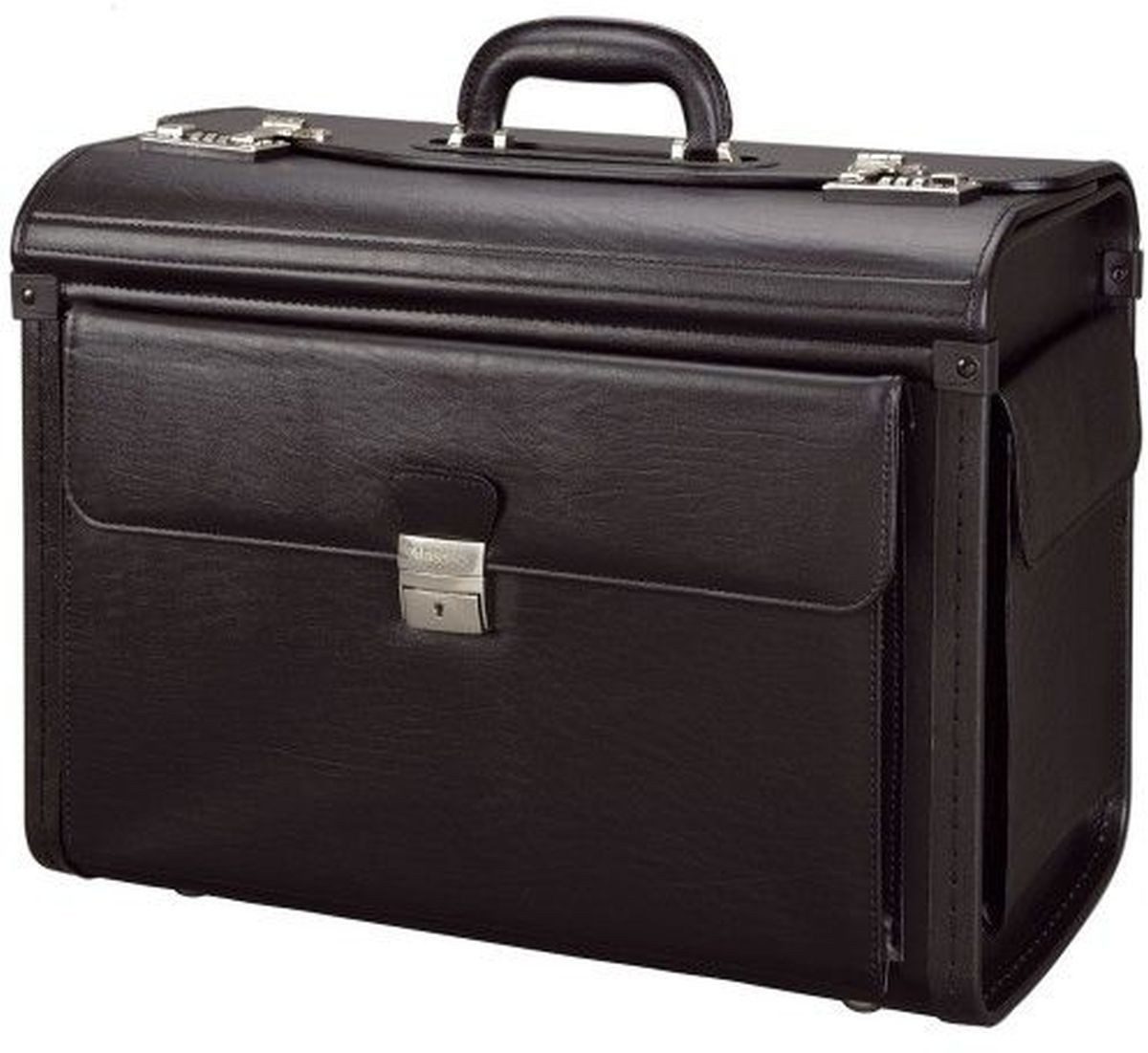 Alassio® Aktentasche Pilotenkoffer Vicenza 45,5x34x20cm Lederimitat schwarz