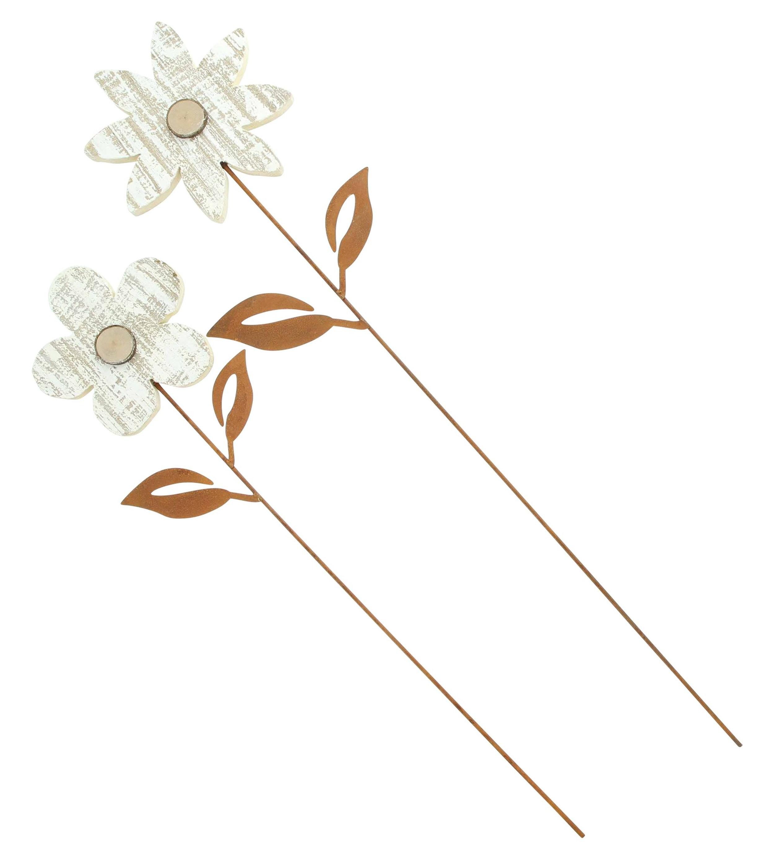Gartenstecker 2x Gartenstecker Blume Metall Echtrost – Beetstecker