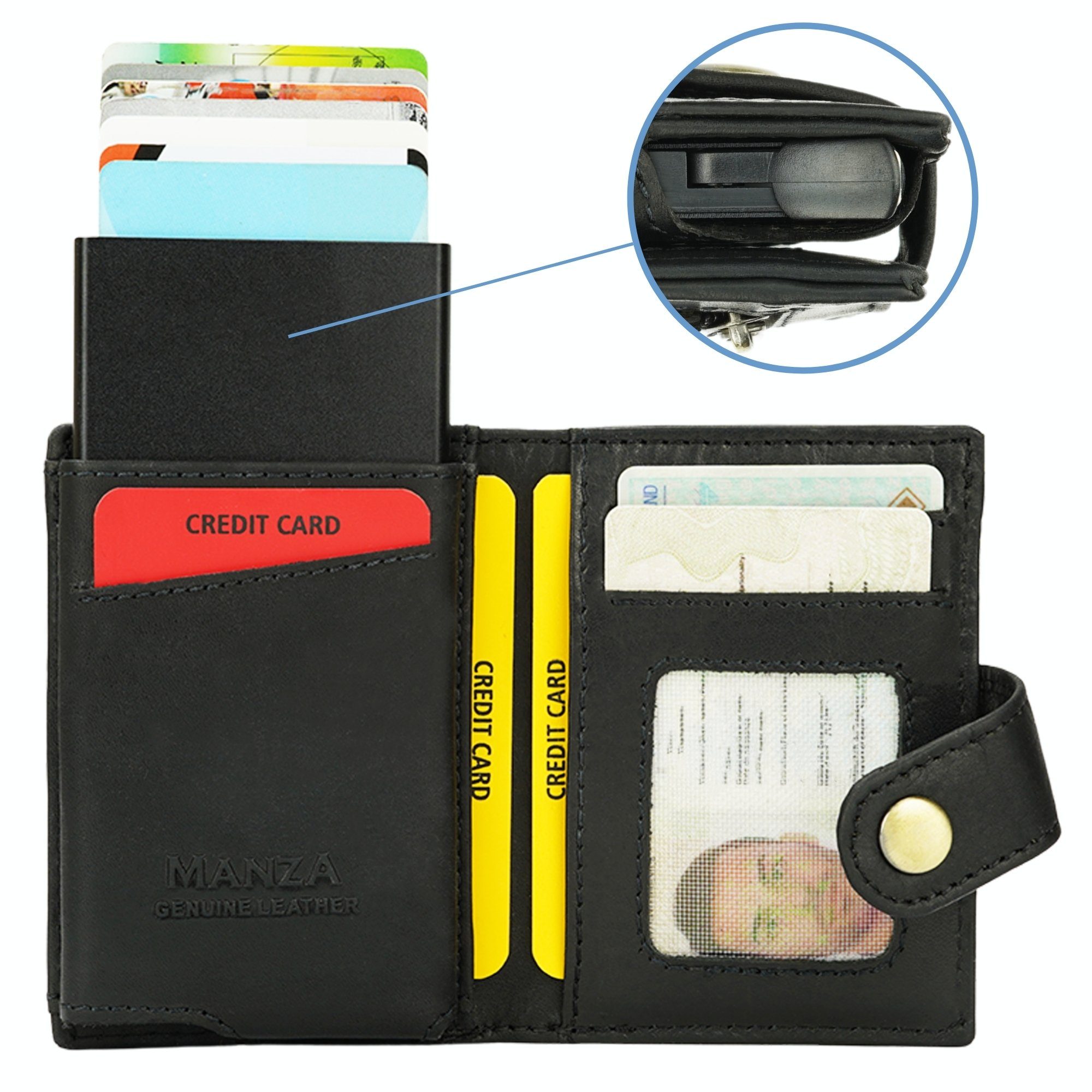 Manza Mini Geldbörse Slim Wallet Geldbörse mit Münzfach, RFID-Schutz und Ge günstig online kaufen