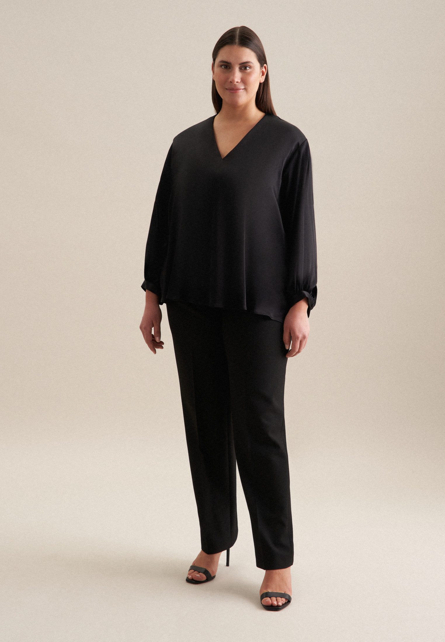 seidensticker Klassische Bluse Schwarze Rose Tunika Uni