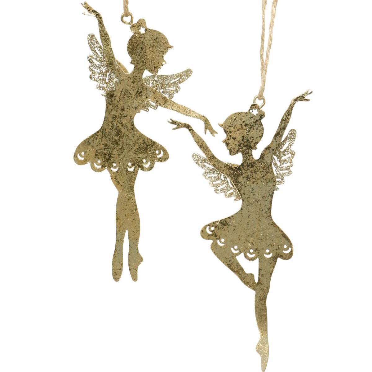 Christbaumschmuck Elfe Deko Weihnachtsdeko Baum-Anhänger Golden 4er Set Hängedeko