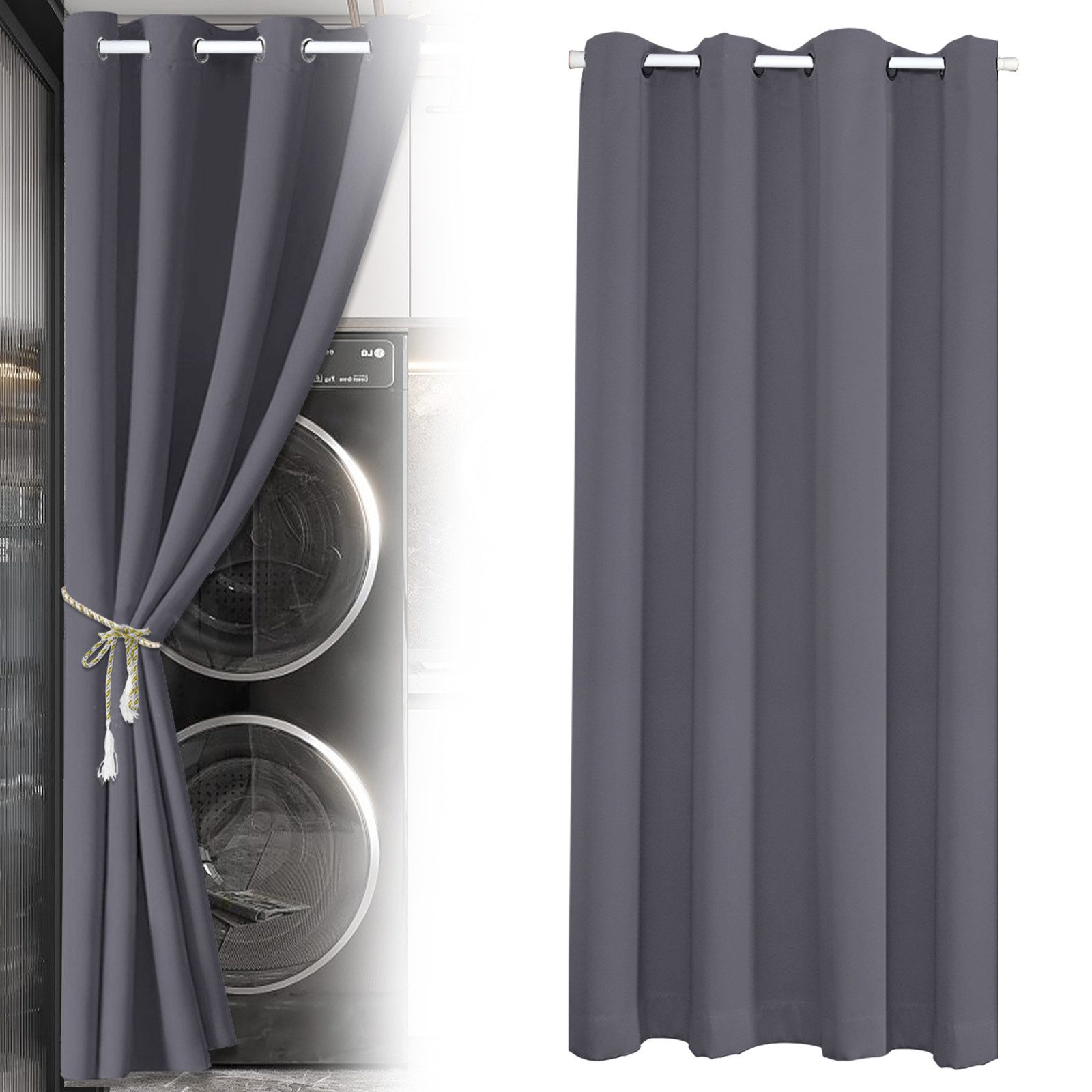 BTTO V&G Türvorhang Thermo Gardinen Vorhang Blickdicht ösen 6 Farben, 3 Größen, Verdunkelungsvorhang 132x203cm/132x244cmThermovorhang
