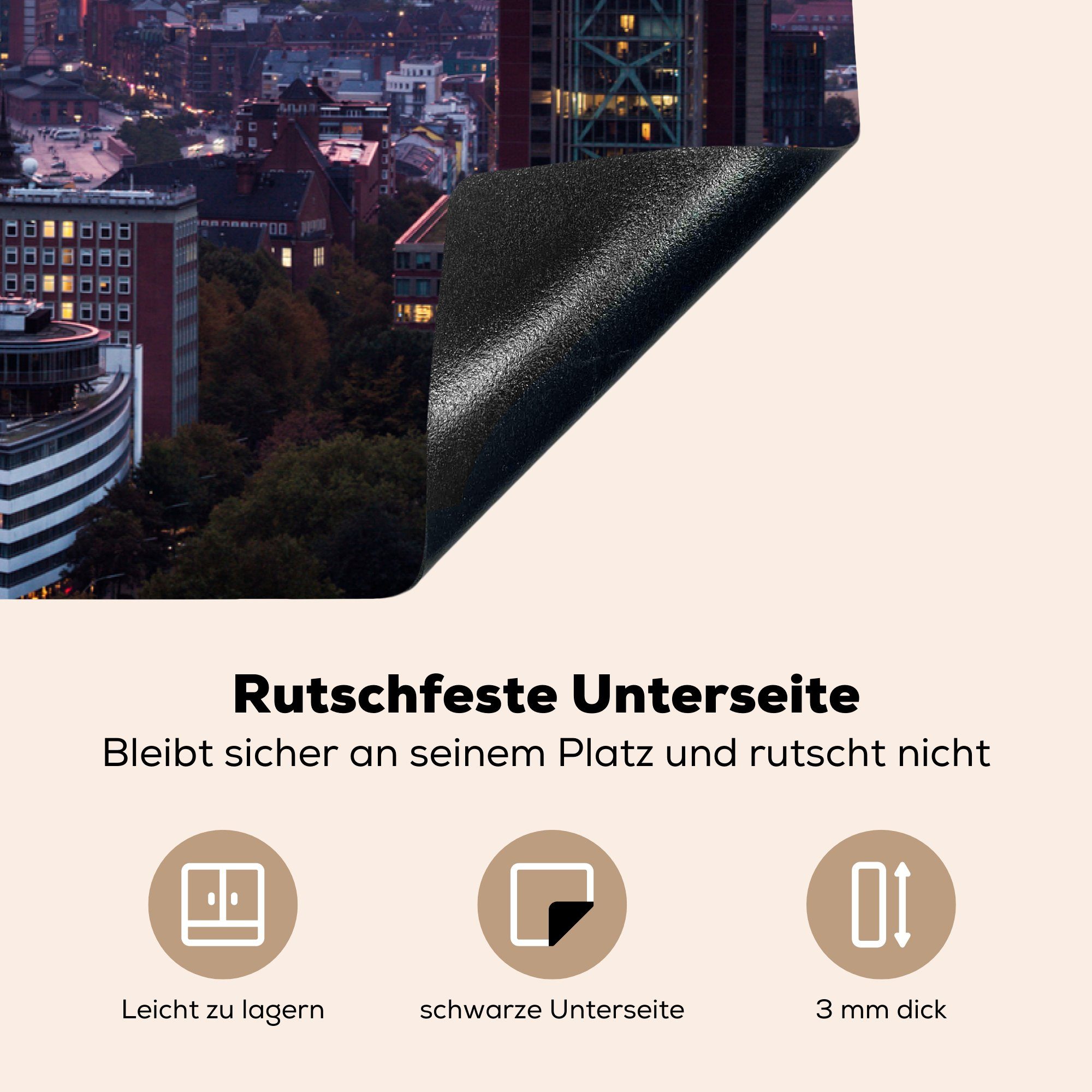 für die Hafen Schutz Stadt, tlg), Herdblende-/Abdeckplatte MuchoWow Ceranfeldabdeckung cm, küche, - 81x52 Hamburg (1 Induktionskochfeld - Vinyl,