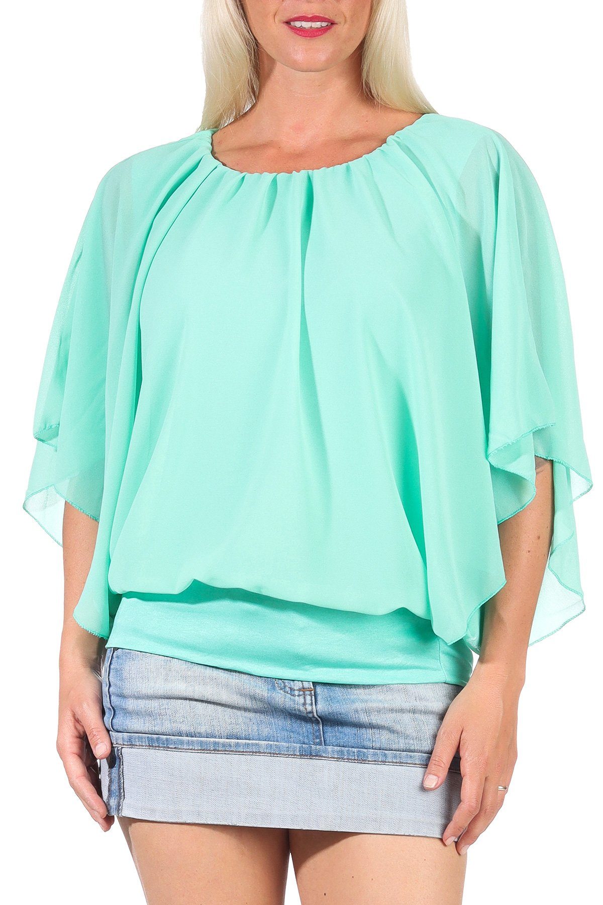 malito more than fashion Chiffonbluse malito Damen Bluse im Fledermaus Look günstig online kaufen