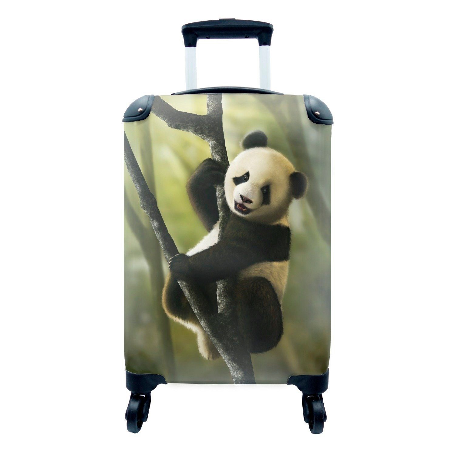 MuchoWow Handgepäckkoffer Panda - Welpe - Baum, 4 Rollen, Reisetasche mit rollen, Handgepäck für Ferien, Trolley, Reisekoffer