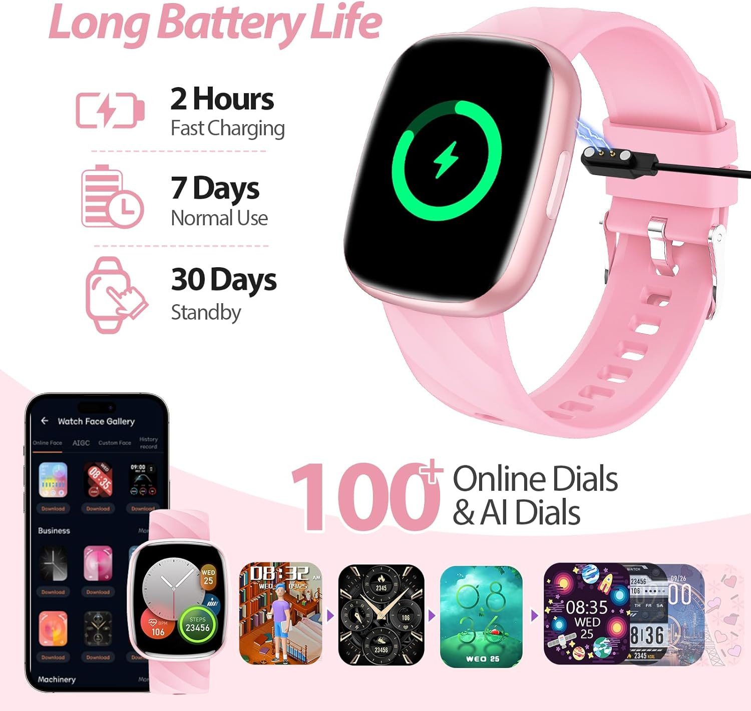 CATGIFF S60K Smartwatch (4,4 cm, sim-karte), Fitness Smartwatch mit Sportmodi