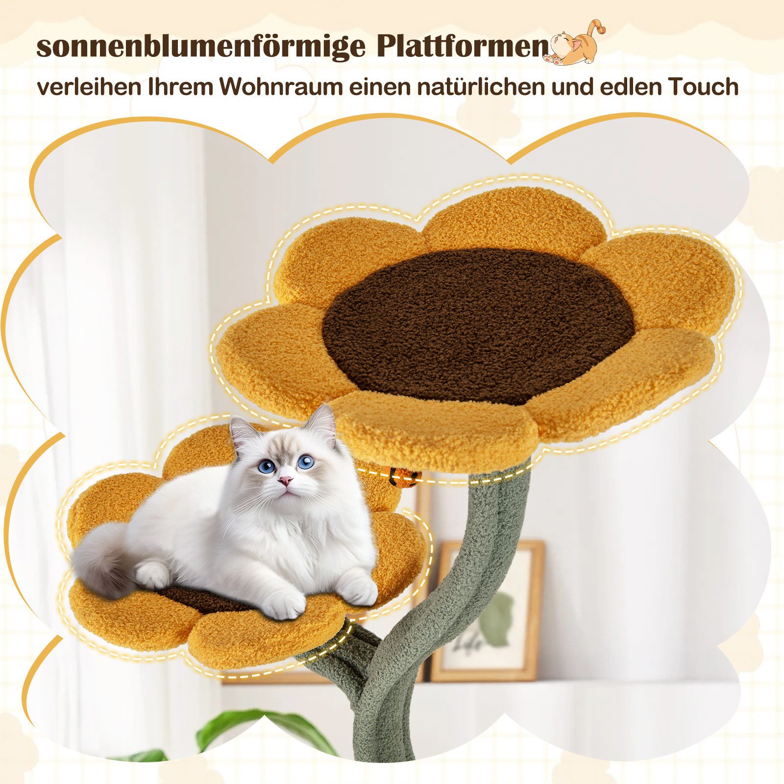 COSTWAY Kratzbaum, Katzenbaum, 6-stöckig, Kletterbaum, 175cm hoch