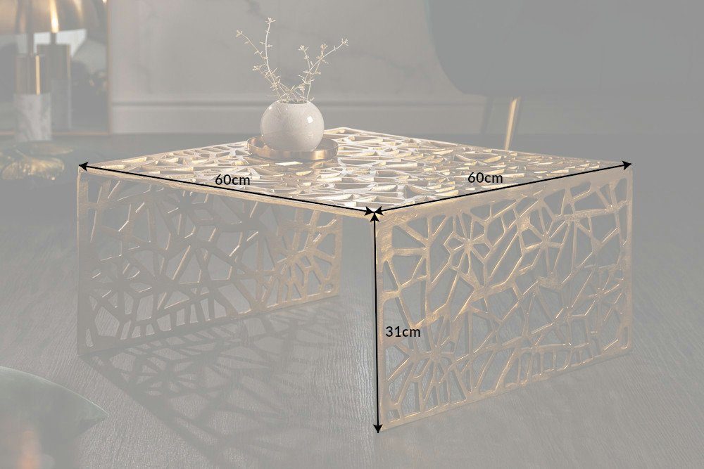 riess-ambiente Couchtisch ABSTRACT 60cm gold, Wohnzimmer · Metall · eckig · Handarbeit · Gap Design · Modern
