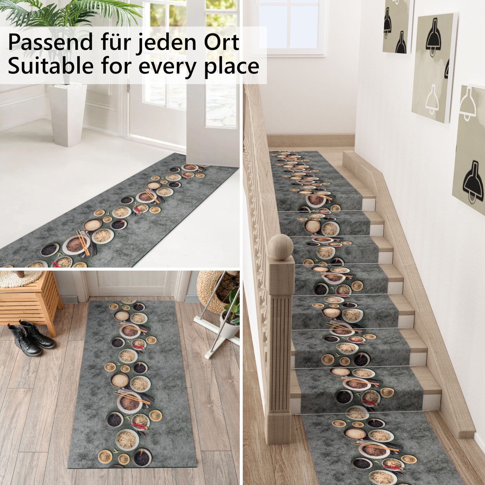 ANRO Küchenläufer RANNA Hochwertig Küchenteppich Teppich Textil, Eckig, Bodenläufer 100x65cm Mosaik Bunt pflegeleicht – Bild 3 von 5