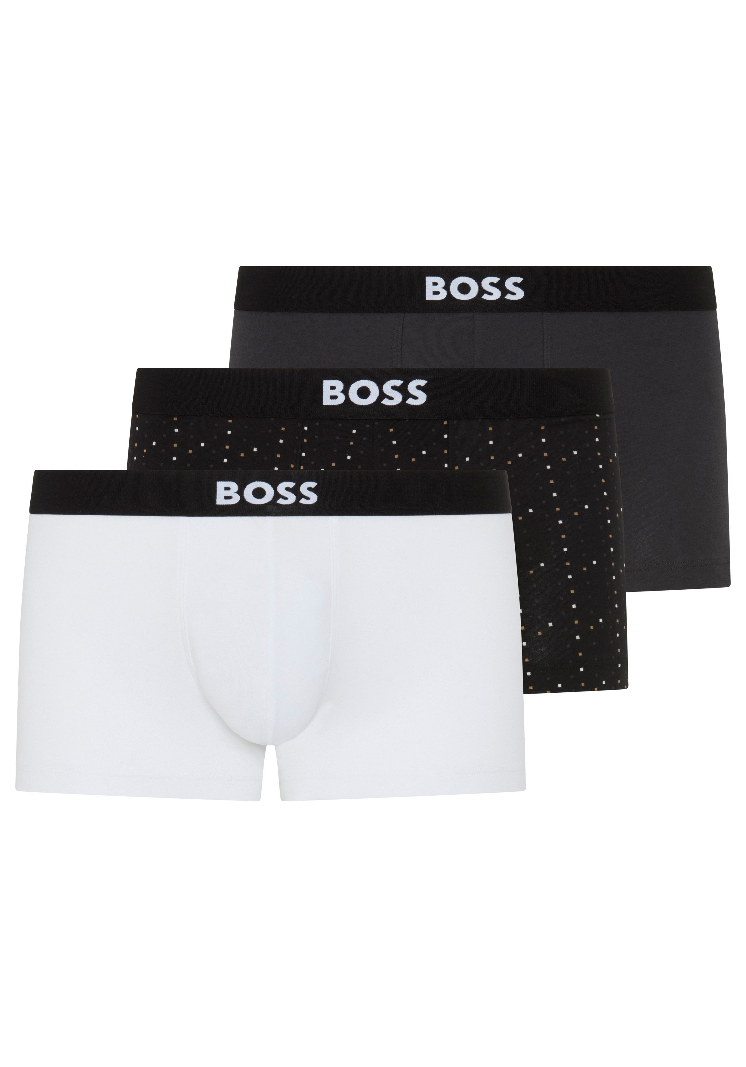 BOSS Trunk Trunk 3P BOSS ONE (3-St) mittlere Bundhöhe, 1x gemustert, 2x unifarben
