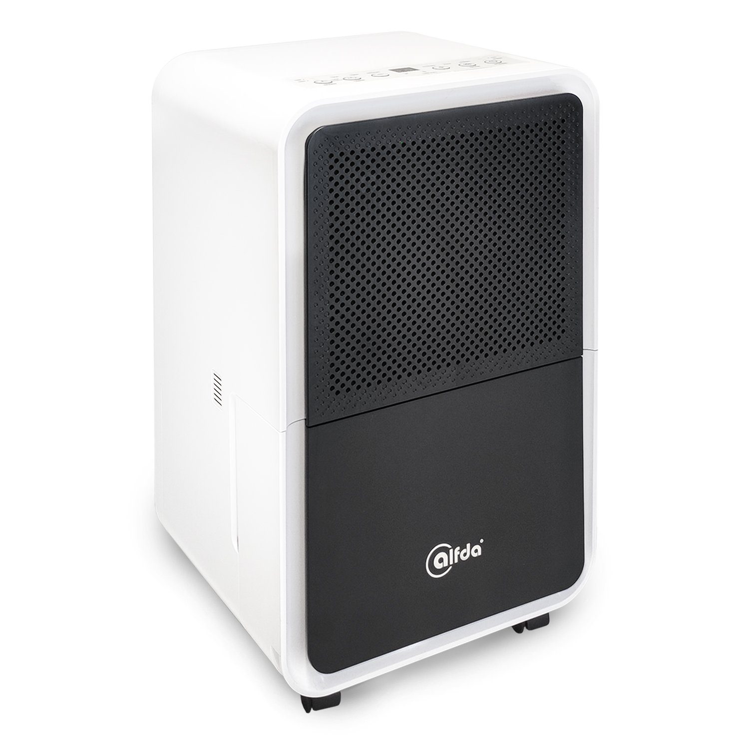 alfda Осушувачі повітря AEF1200, für 62 m³ Räume, Entfeuchtung 12,00 l/Tag, Tank 2,50 l, Automatikprogramm, bis 25 m², Drainageanschluss, gegen Feuchtigkeit