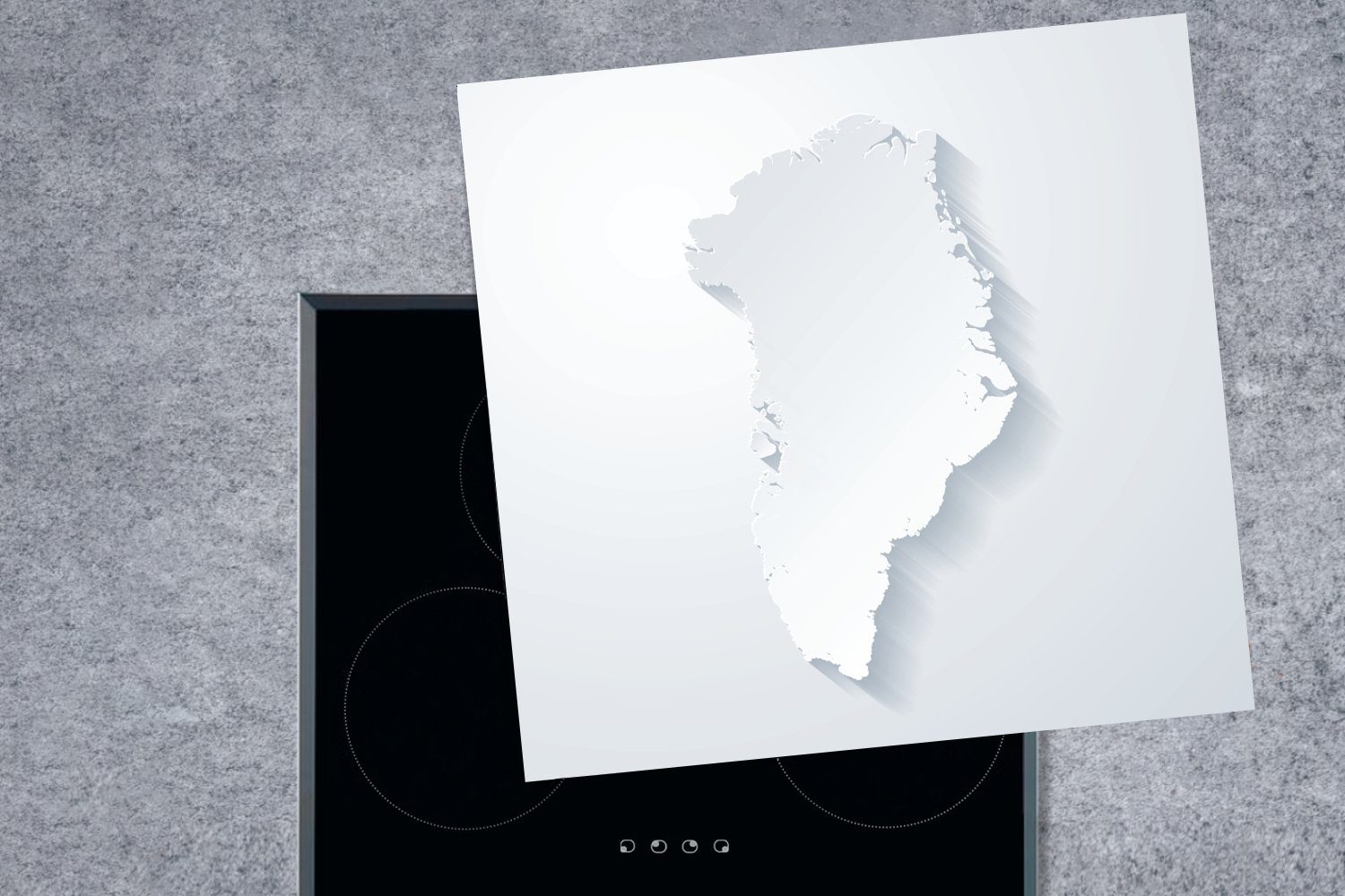 Arbeitsplatte (1 Papierillustration von Grönland, 78x78 Eine Ceranfeldabdeckung, MuchoWow schwarz-weiße Herdblende-/Abdeckplatte tlg), für Vinyl, cm, küche