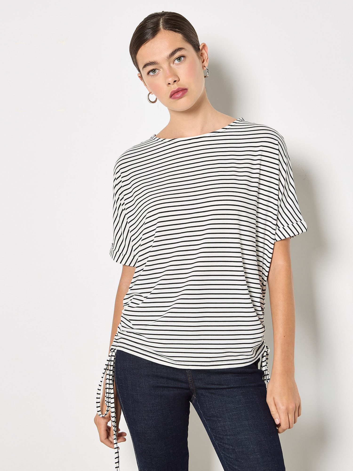 Apricot T-Shirt Jersey-Streifen-T-Shirt Gemustert