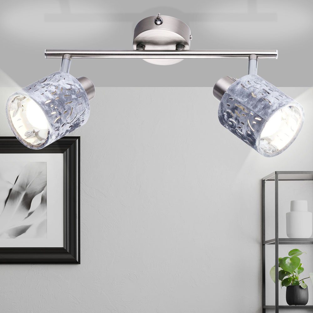etc-shop LED Deckenspot, Zimmer Spot inklusive, Leuchtmittel Decken Wohn Leuchte Strahler Warmweiß, silber Samt Lampe