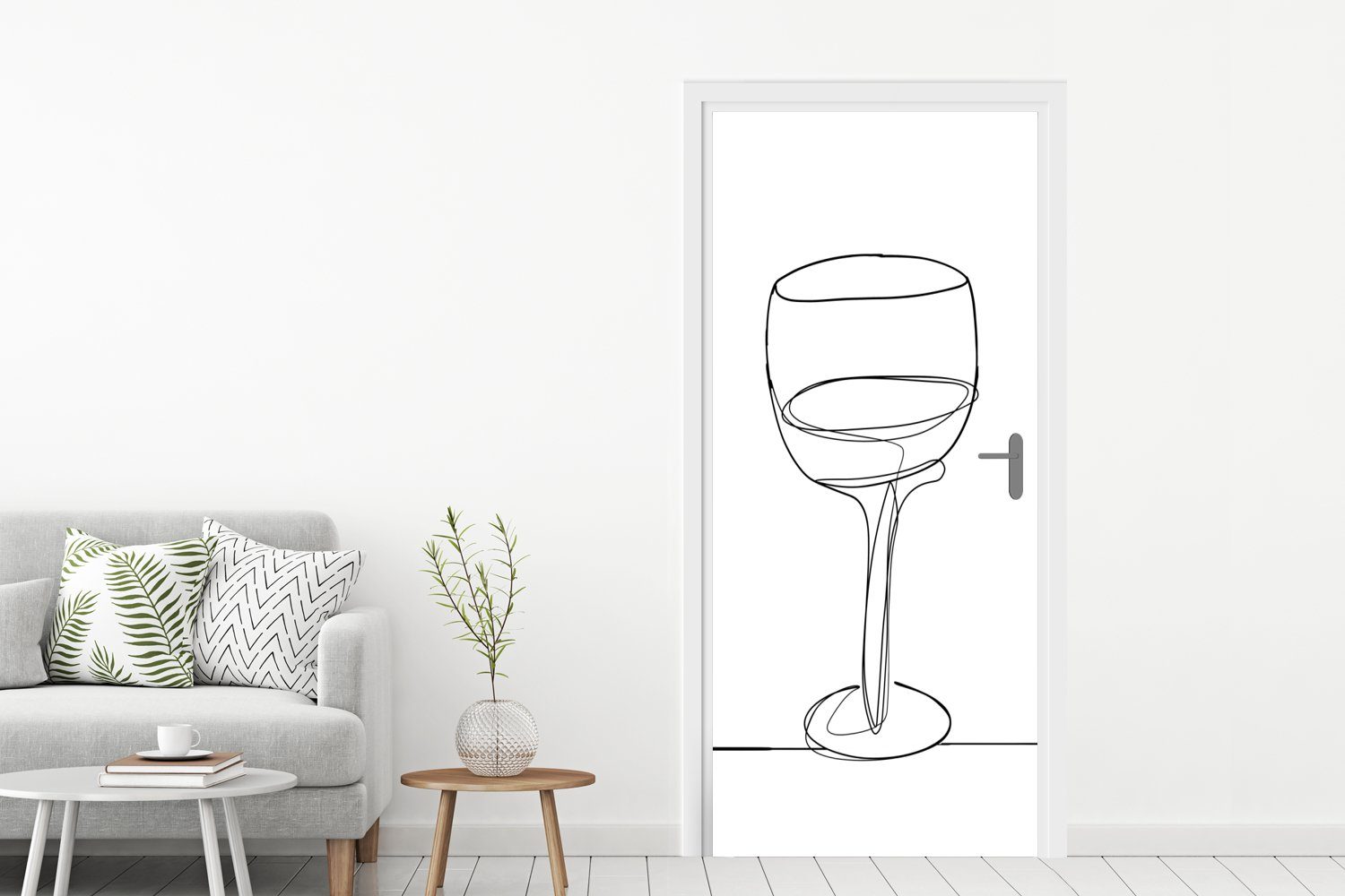 Türaufkleber, Weinglases, 75x205 Einzeilige bedruckt, cm St), Illustration MuchoWow Türtapete für Tür, (1 Matt, eines Fototapete