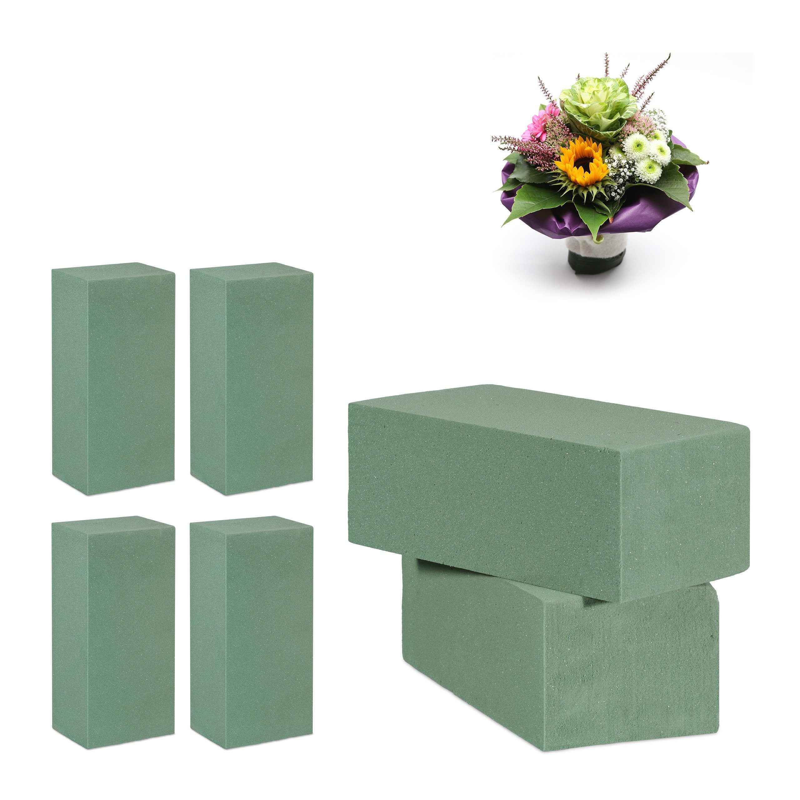 Schaumgummi 6 x Steckschaum für Frischblumen