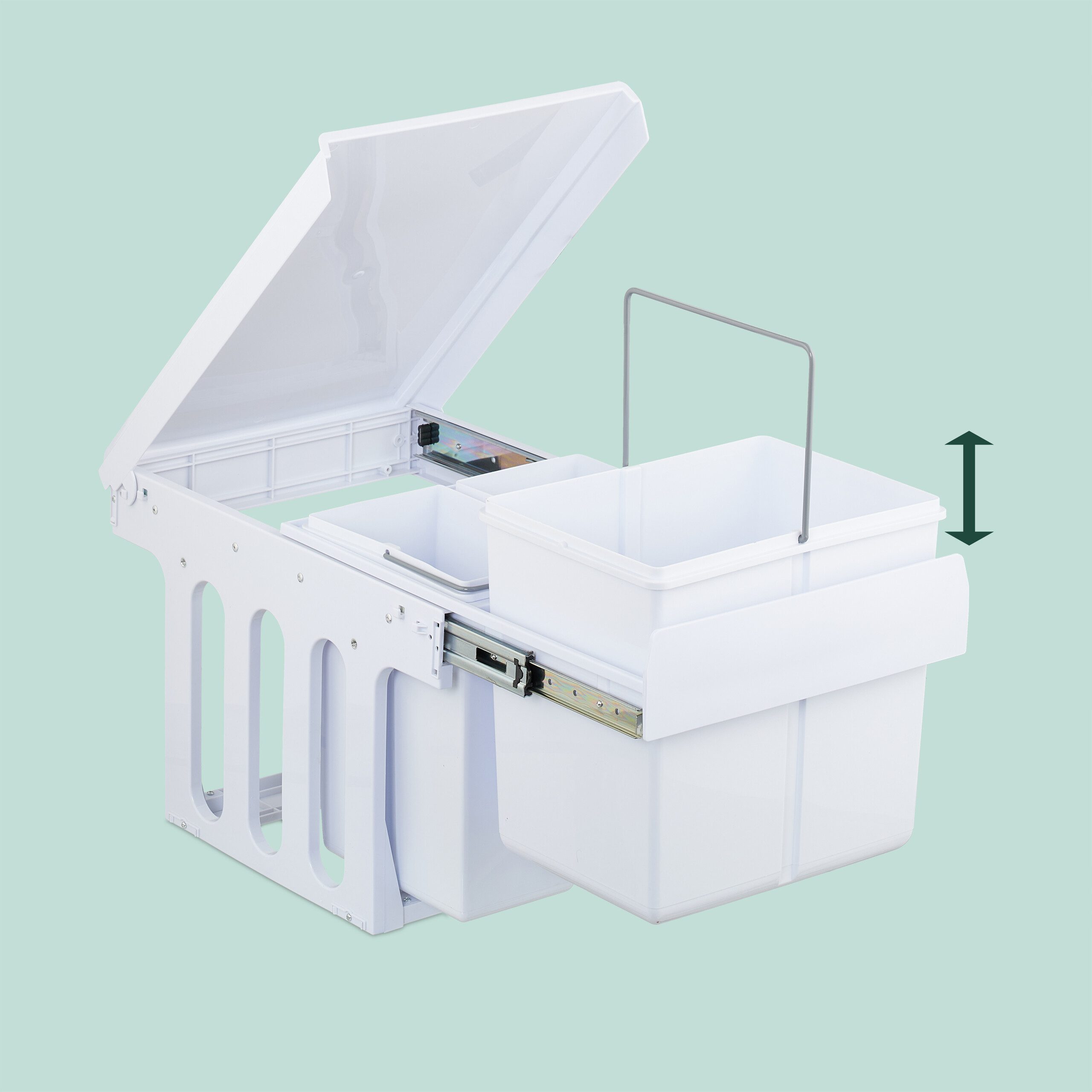 relaxdays Einbaumülleimer Weißer Einbaumülleimer, 2 x 8 L
