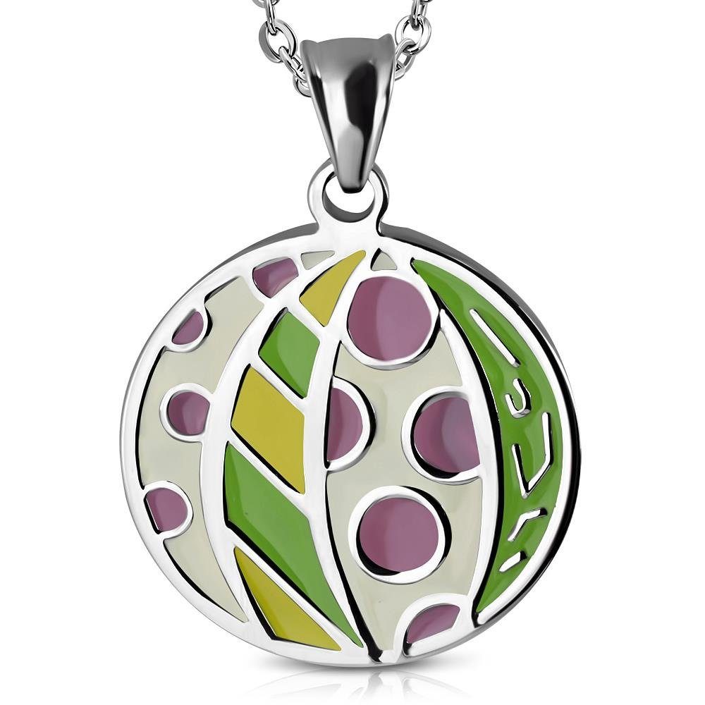 BUNGSA Кулон Set Кулон Medaille bunt gemustert Silber aus Edelstahl Damen (1-tlg), Pendant Halsketten