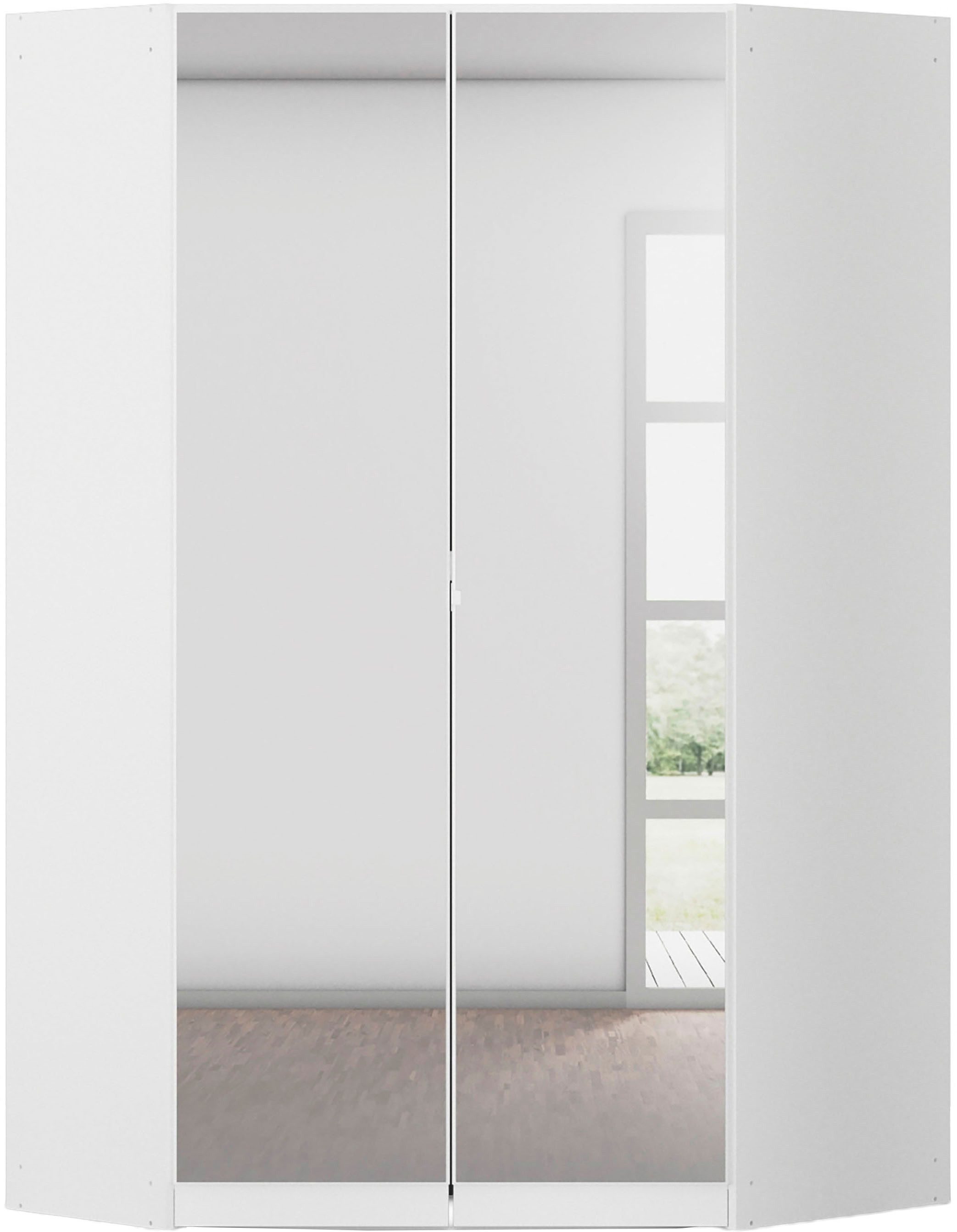 rauch Eckkleiderschrank Kleiderschrank Schrank Garderobe Wäscheschrank COSTA Größe 117x104 cm (in 3 Ausstattungen BASIC/CLASSIC/PREMIUM) mit Spiegel, voll ausgestattet mit viel Stauraum MADE IN GERMANY