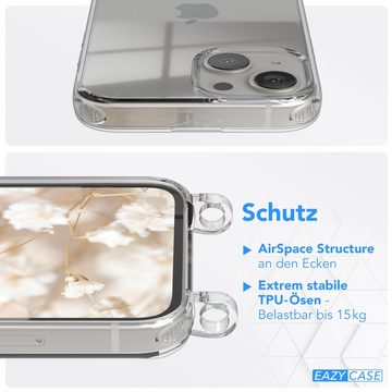 EAZY CASE Handykette Boho Umhängeband für Apple iPhone 13 Mini 5,4 Zoll, Hülle aus Silikon mit Kettenband Wechselgurt flexibles Trageband Natur