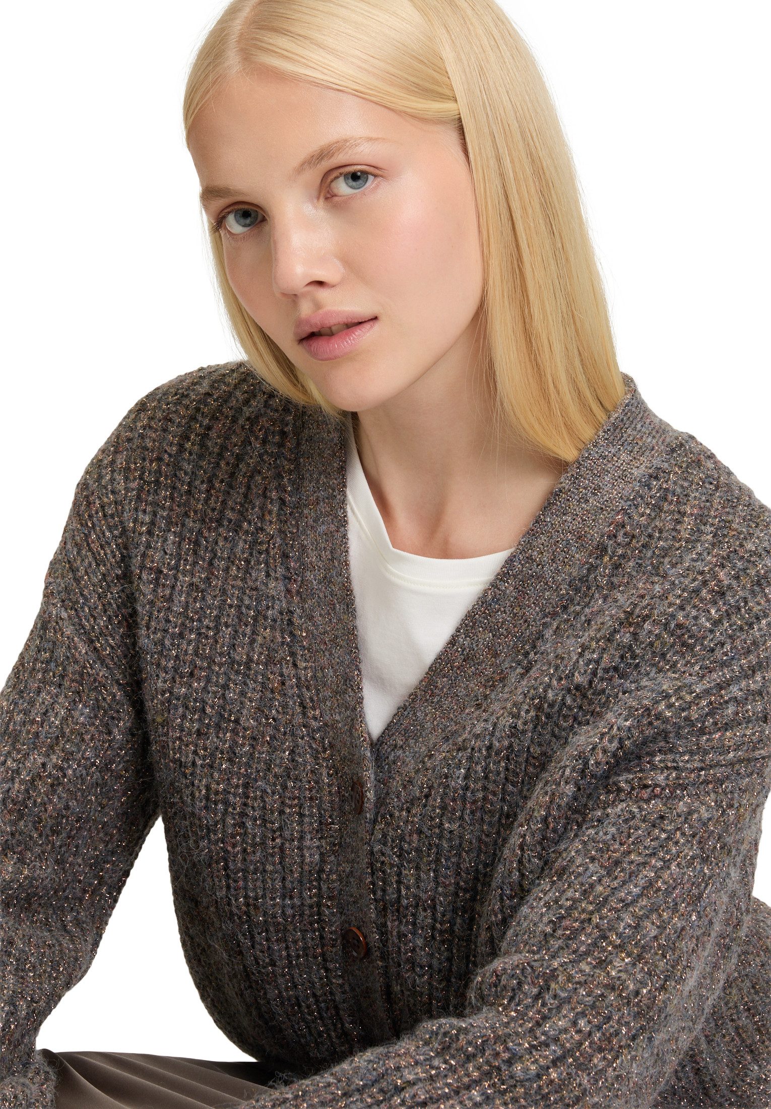Cartoon Strickjacke Damen mit V-Ausschnitt (1-tlg)