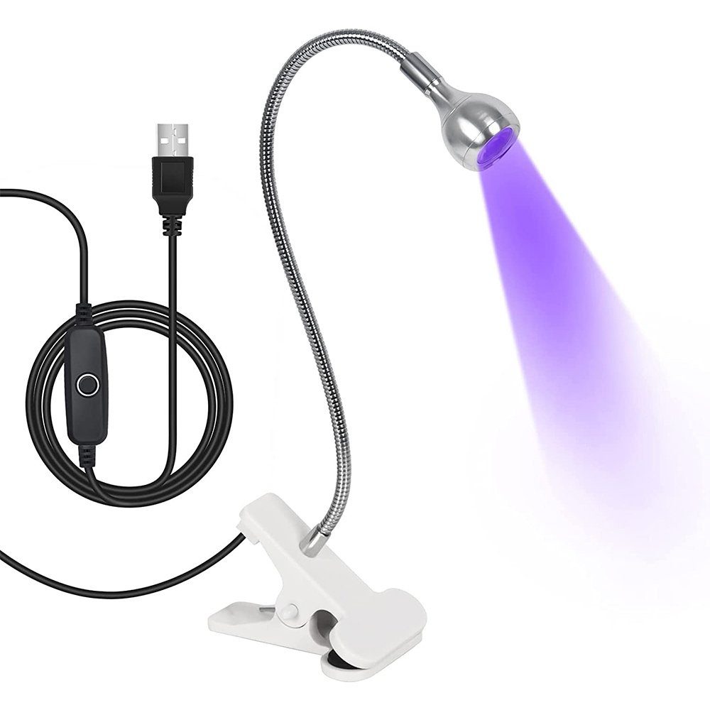 LED Silber 395nm, 3W mit UV, Violett, Schwanenhals für USB, Rosnek fluoreszierende Klemme, flexiblem Poster Discolicht Party, Farbe