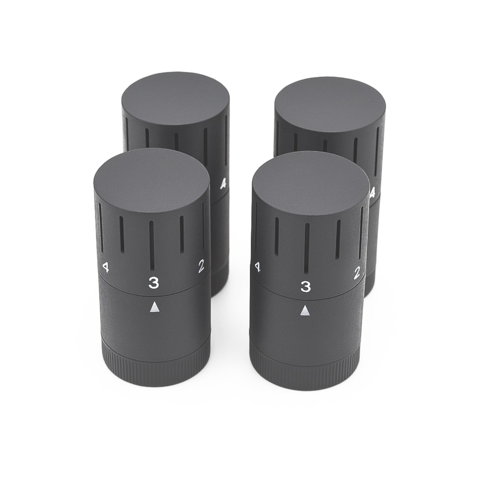 WITEN&NOCK Heizkörperthermostat Design Thermostatkopf M30x1,5mm Heizkörperventil Universal Anthrazit, (4 St)