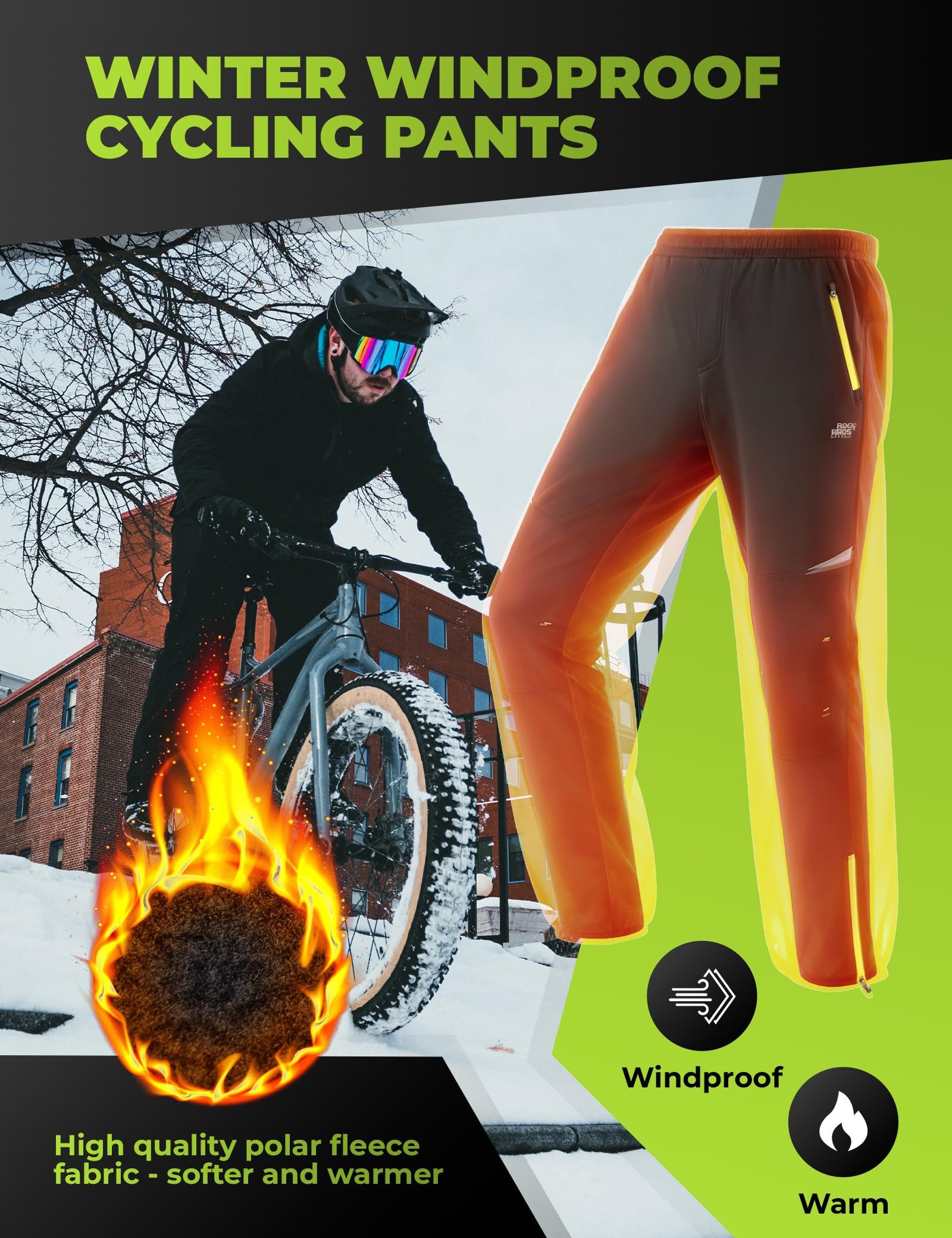 ROCKBROS Fahrradhose Winter Herren Winddicht Warm Atmungsaktiv Freizeithose günstig online kaufen