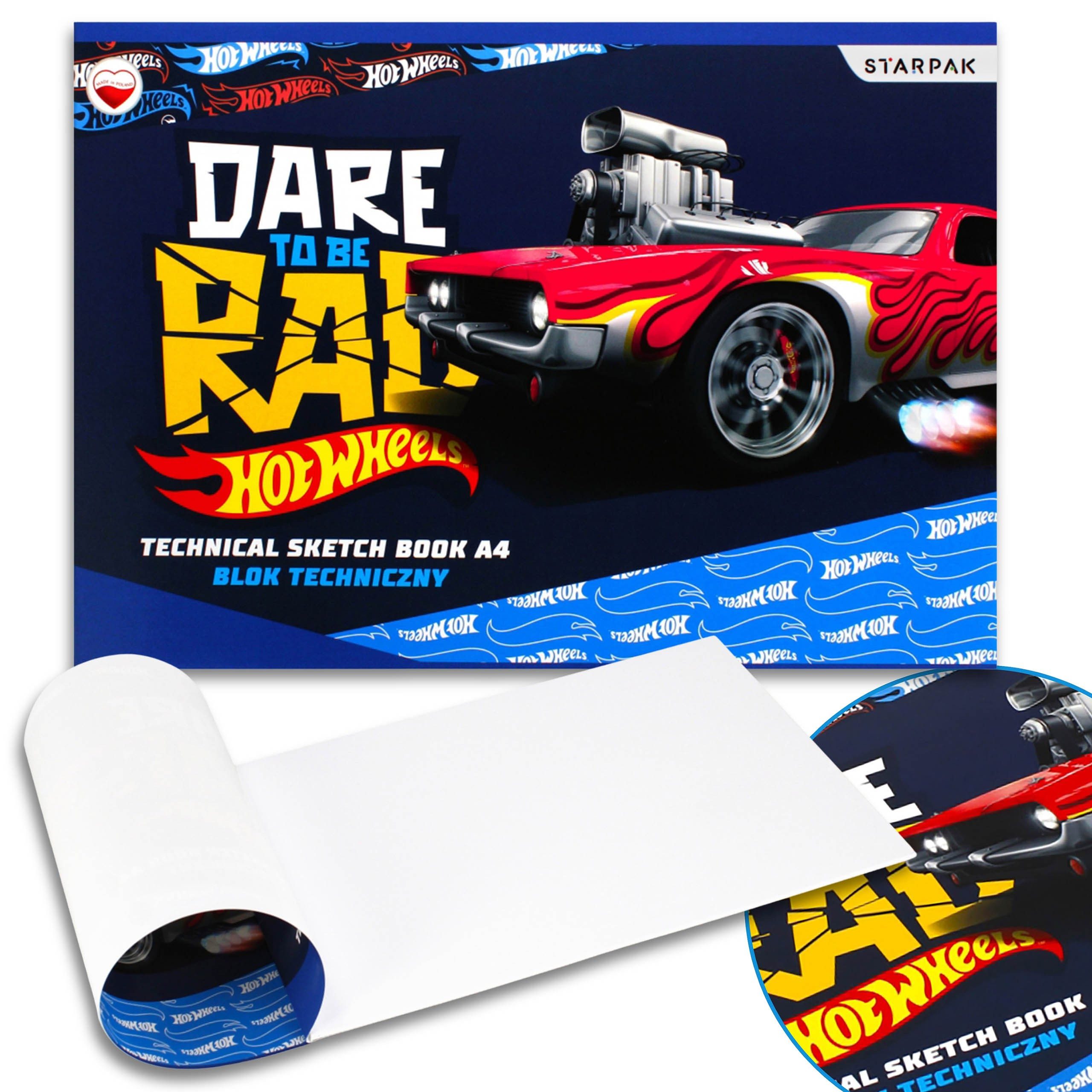 Sarcia.eu Malblock Hot Wheels Technikblock Weiß A4 10 Blatt