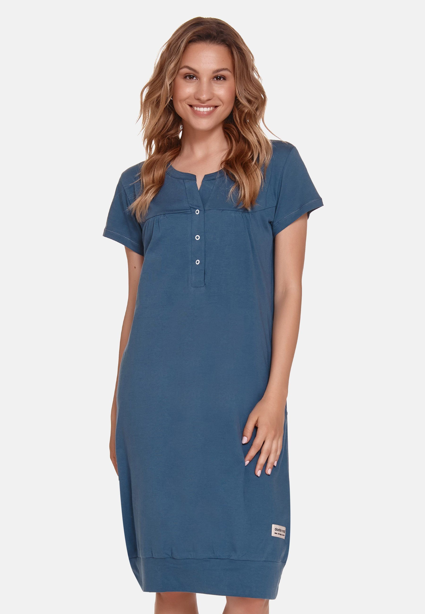 aus Tiefblau Frauen Bio-Baumwolle nap Nachthemd für Schlafhemd doctor