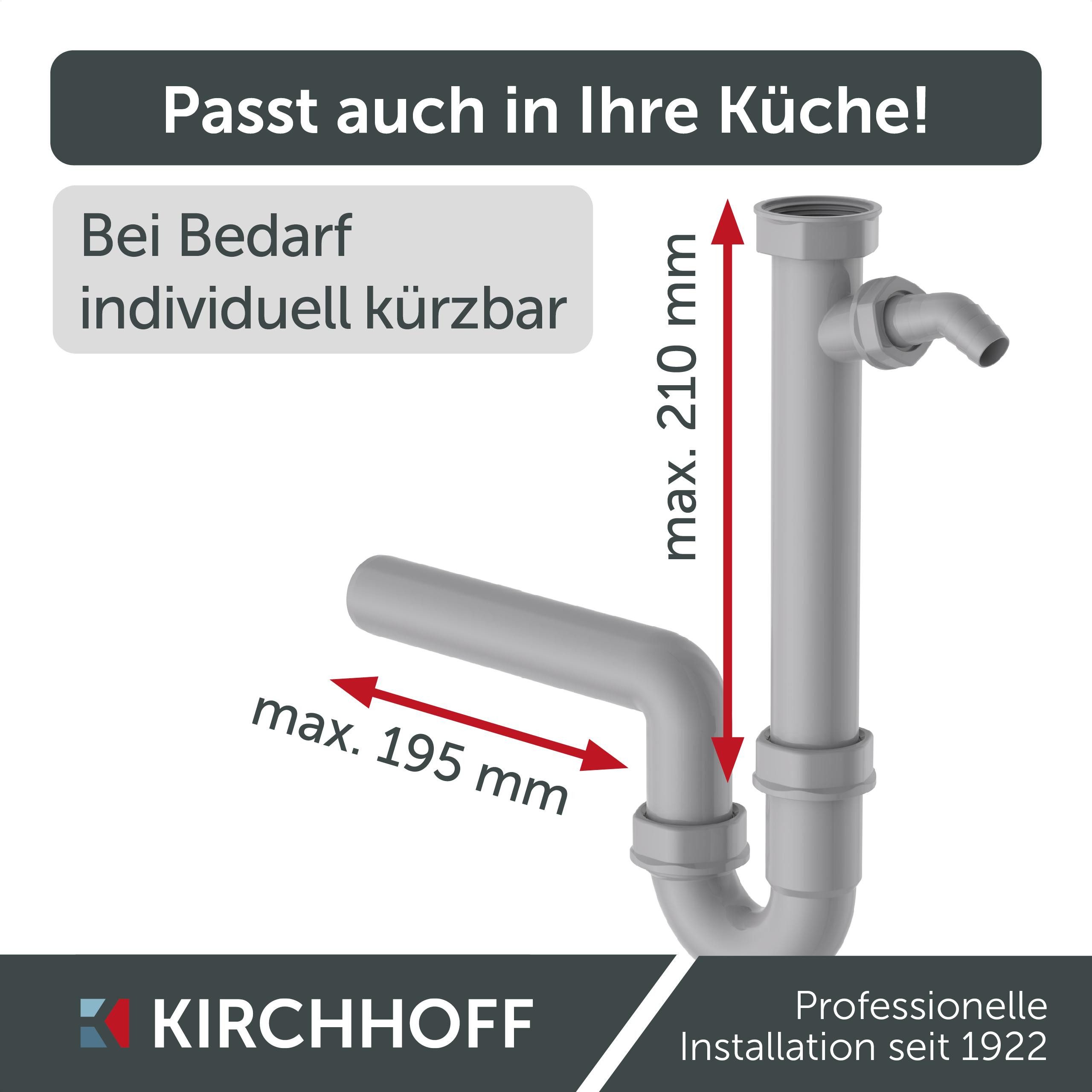 Kirchhoff Siphon ECO-SAVE, Grau, 1 1/2" x 3/4"T x 40/50 mm, Geräteanschluss