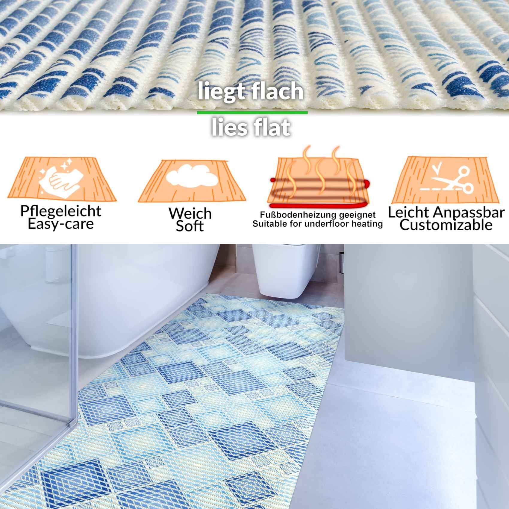ANRO Schaum-Badematte Antirutschmatte Weichschaummatte Badezimmer Entspannung, Höhe 5 mm, wasserdurchlässig, pflegeleicht, Rillen, rutschhemmend, Drainage Effek – Bild 4 von 5