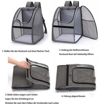 FIDDY Tiertransporttasche Tragbare Haustiertasche, Haustiertragerucksack faltbar bis 6,00 kg, Haustiertransportbox aus Netzstoff mit Tragetuch