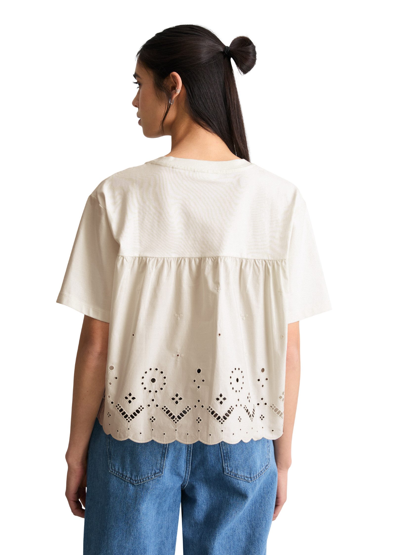 Marc O'Polo DENIM T-Shirt aus Material-Mix