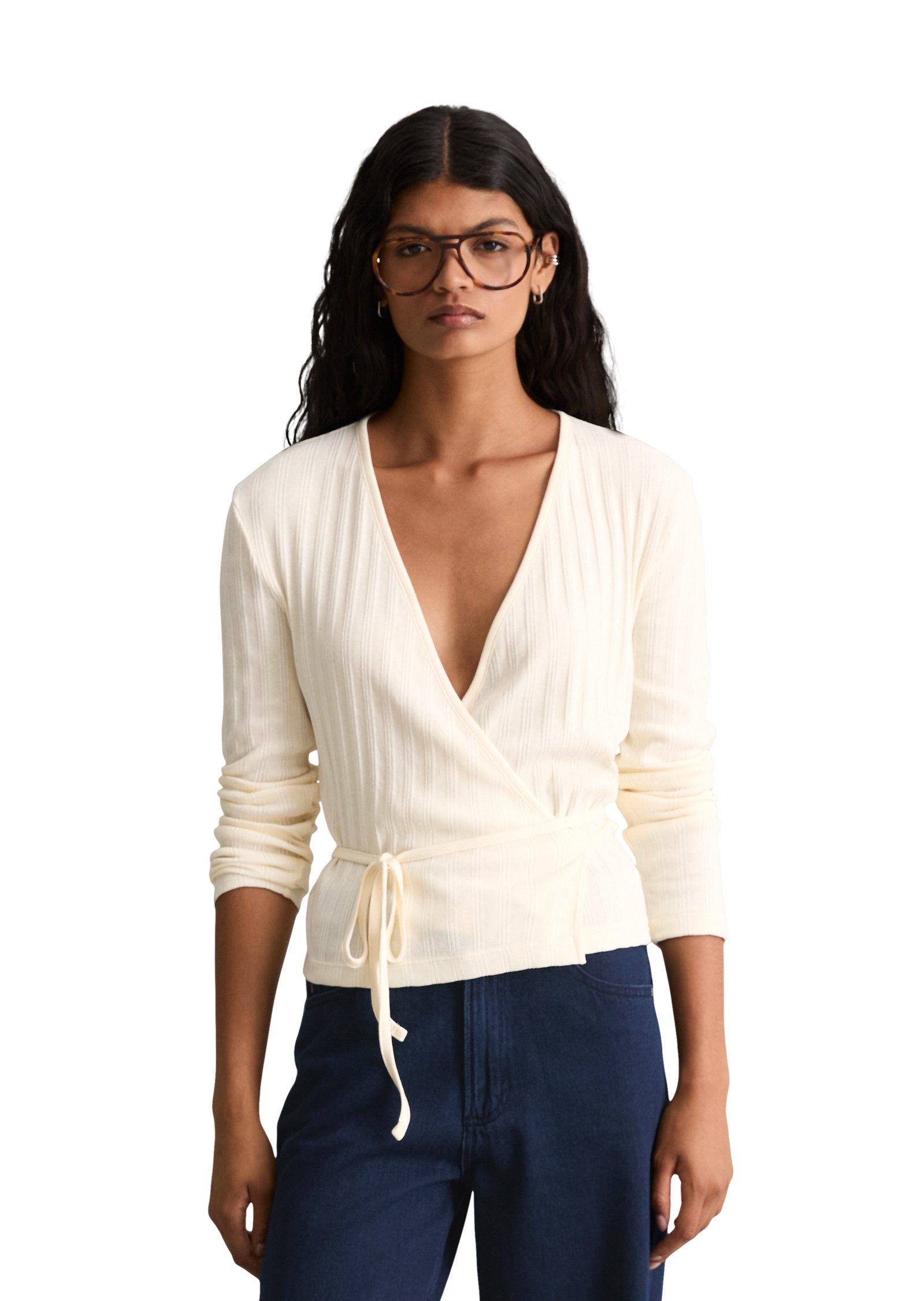 Marc O'Polo DENIM Langarmshirt aus geripptem Stretchjersey