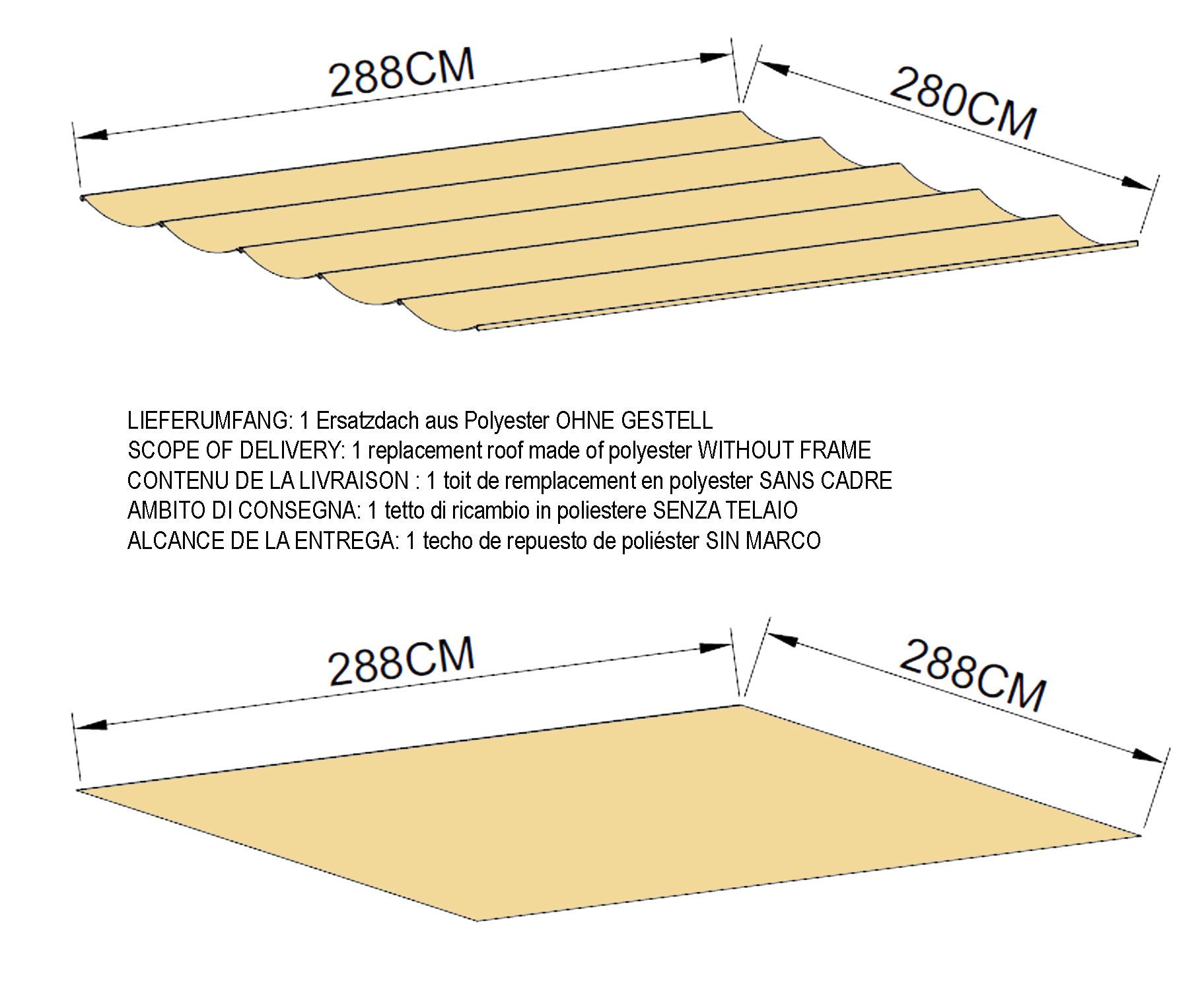 Quick Star Pavillon-Ersatzdach Ersatzdach Firenze 3x3m günstig online kaufen