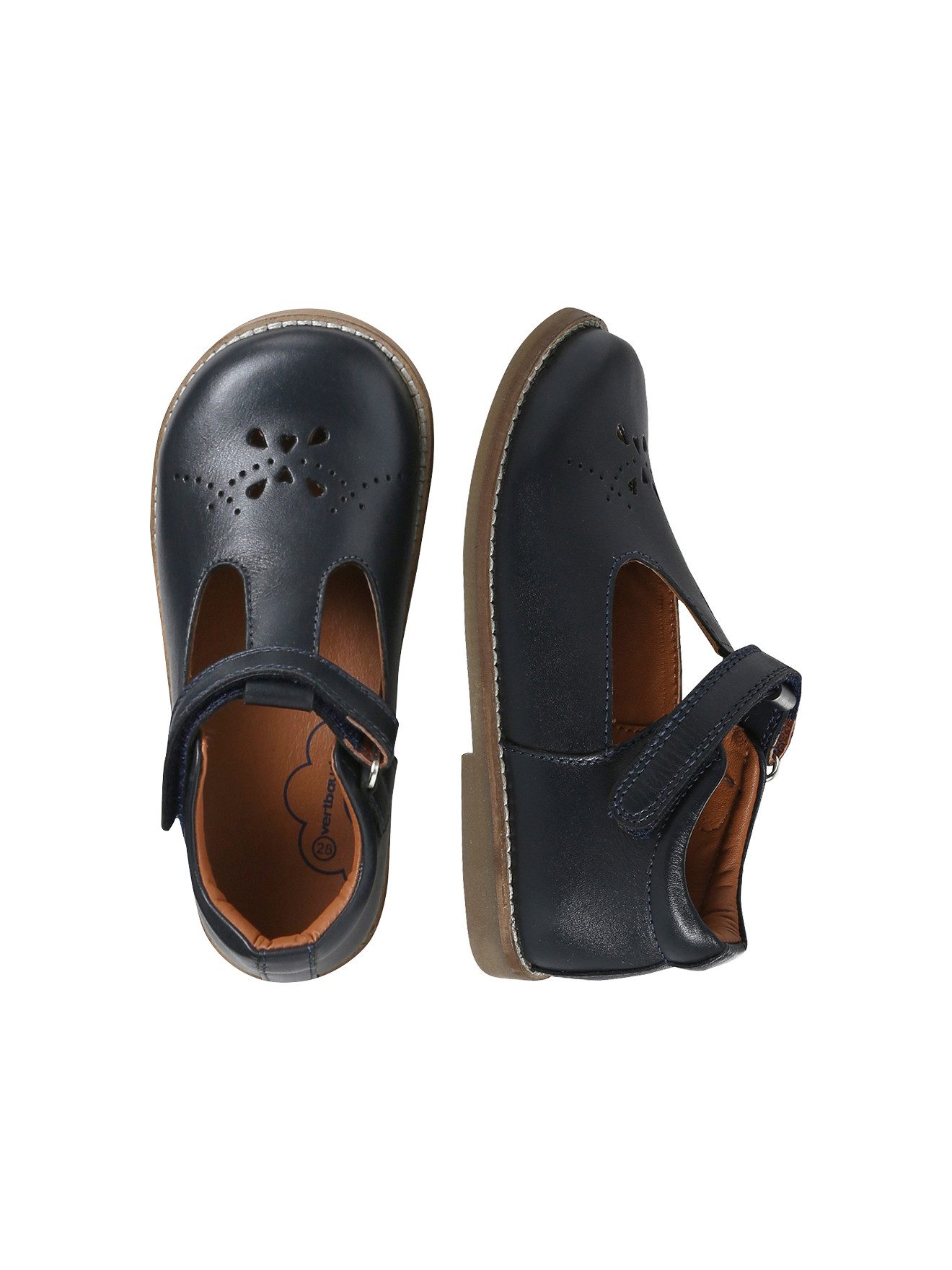vertbaudet Spangenschuhe aus Leder Mädchen, Klett Ballerina